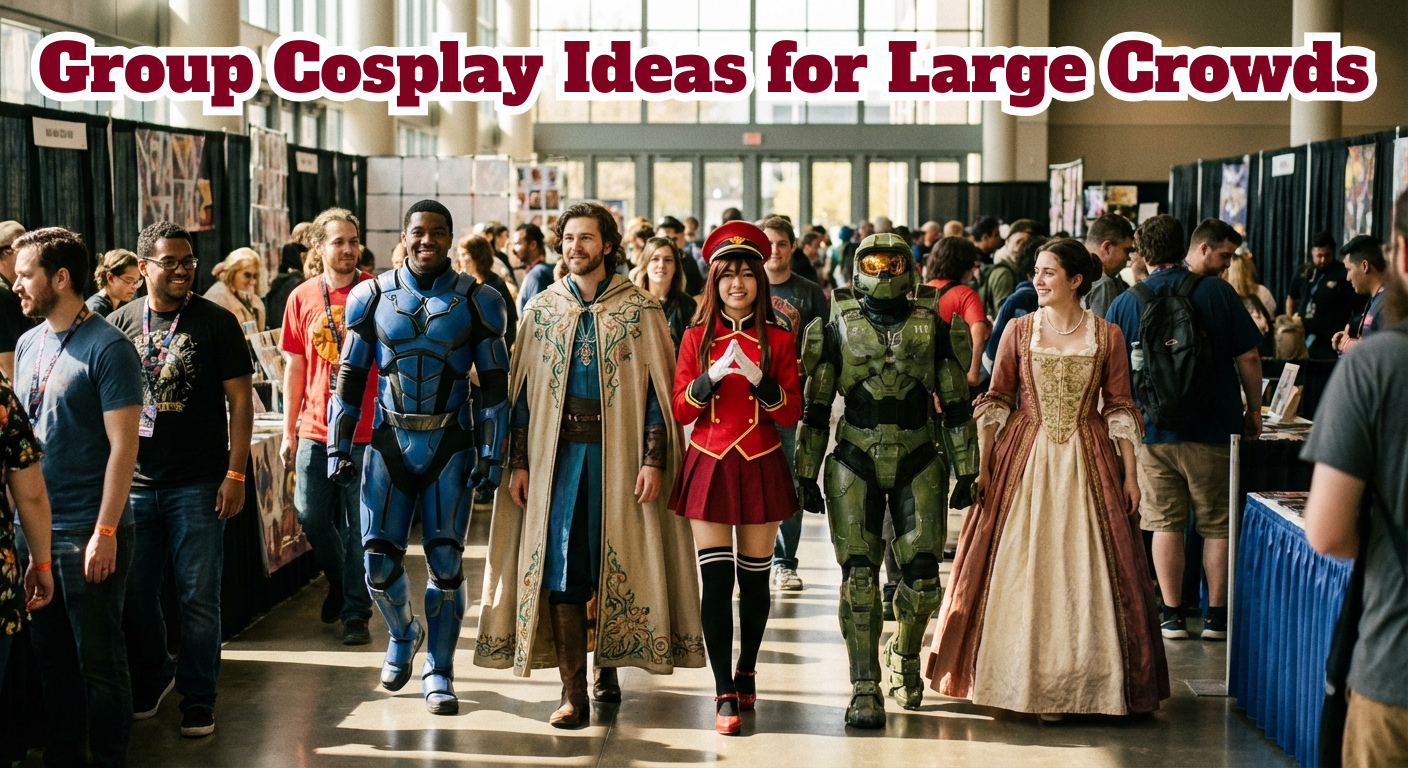 group cosplay ideas for large crowds with diverse characters walking at a convention, mixed cosplay group costumes, creative convention group cosplay inspiration. - Creed Leather