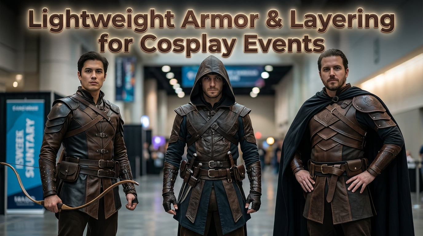 Lightweight armor and layering for cosplay events featuring realistic lightweight leather armor outfits and flexible body armor cosplay designs. - Creed Leather