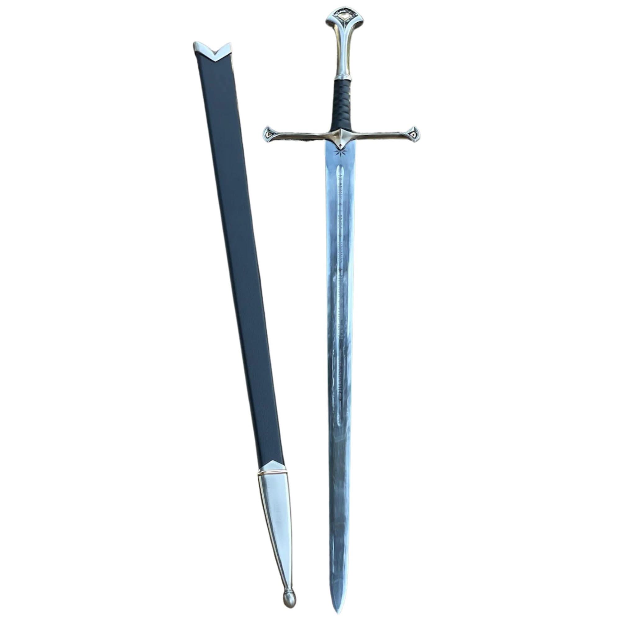 Full view of Lord of the Rings Elven Fantasy Sword with scabbard, perfect decorative and cosplay collectible.