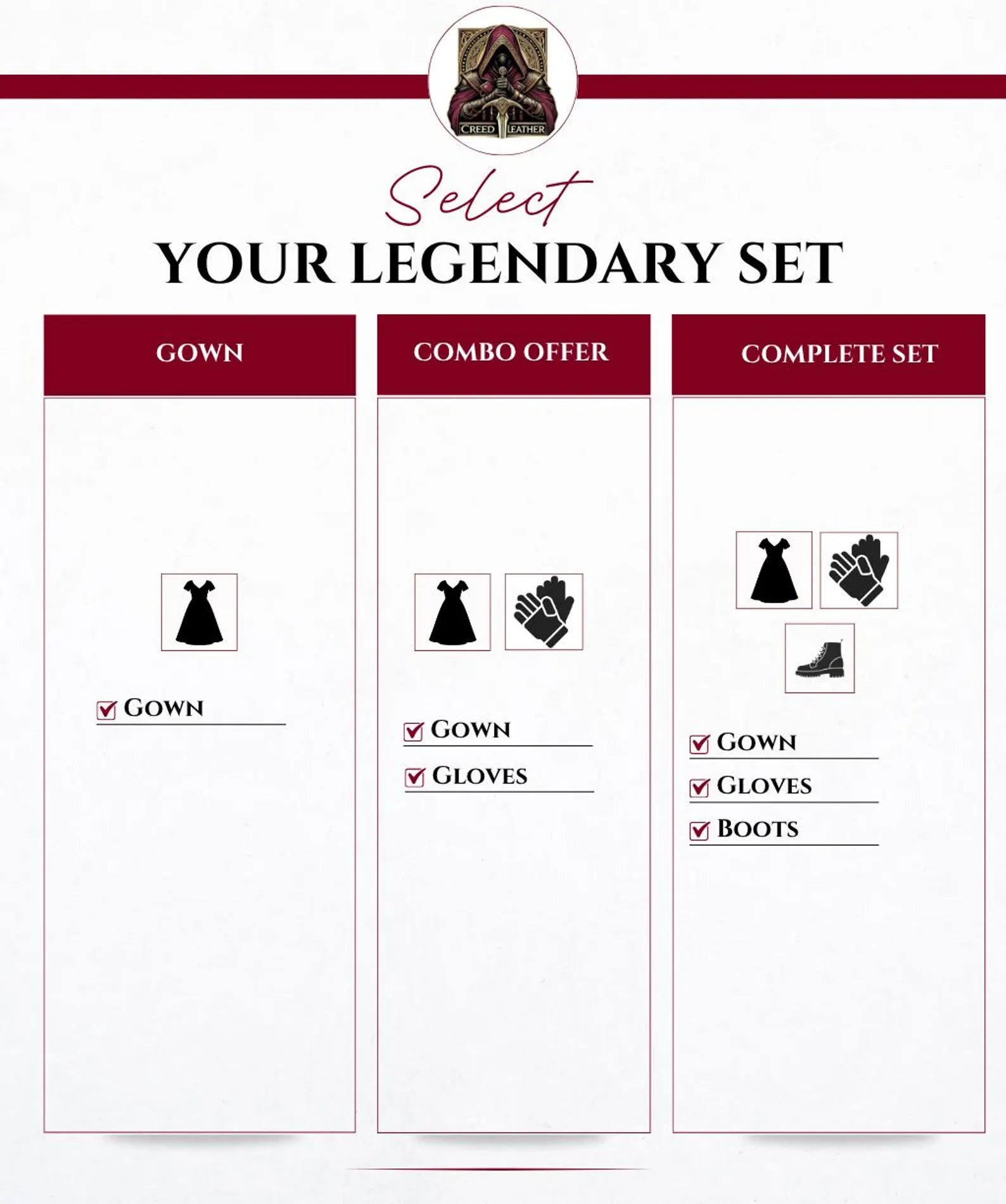 creed leather legendary set