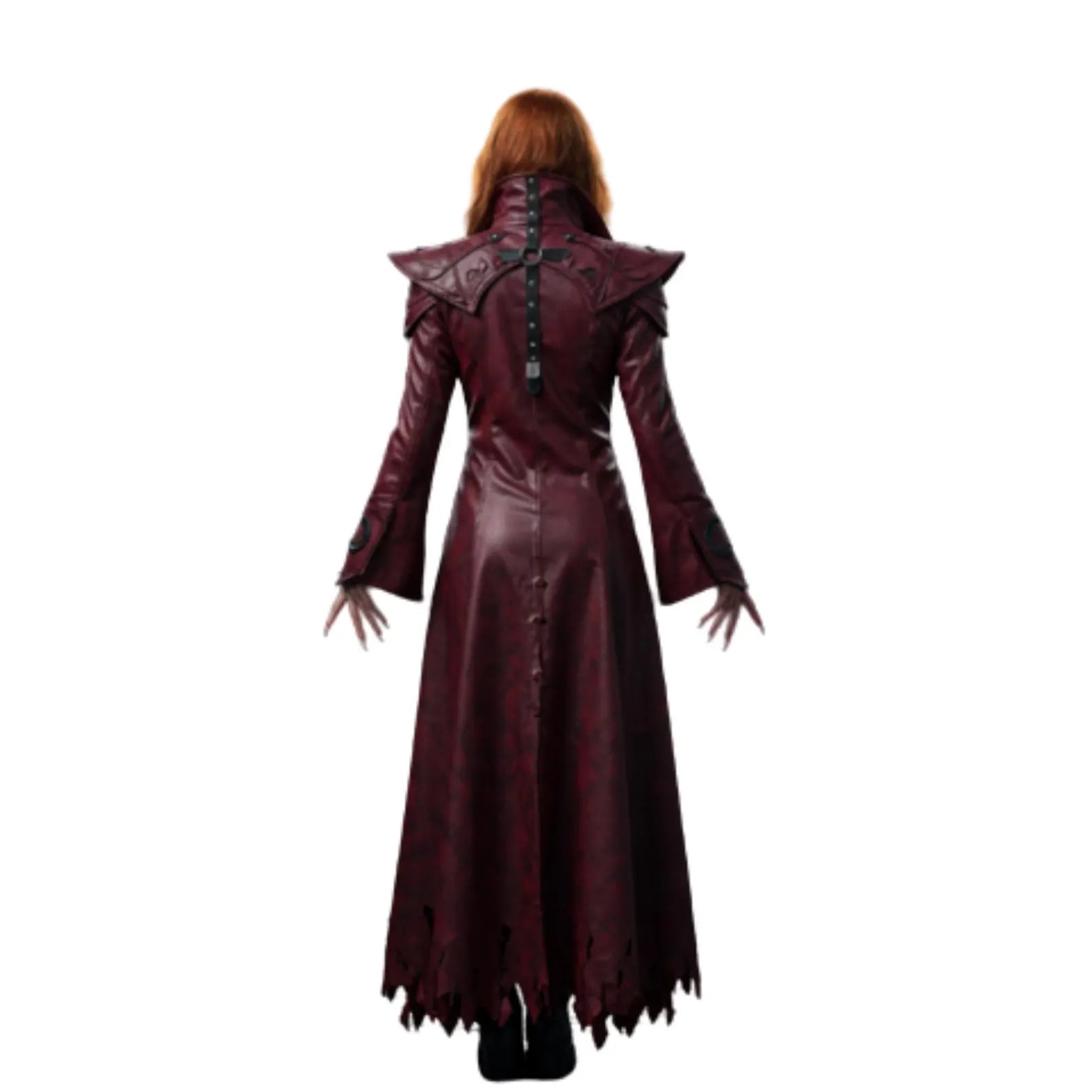 Bloodmoon Oracle – Gothic Vampire Trench Coat for LARP, Halloween, Cosplay - Dark Fantasy Witch Outerwear