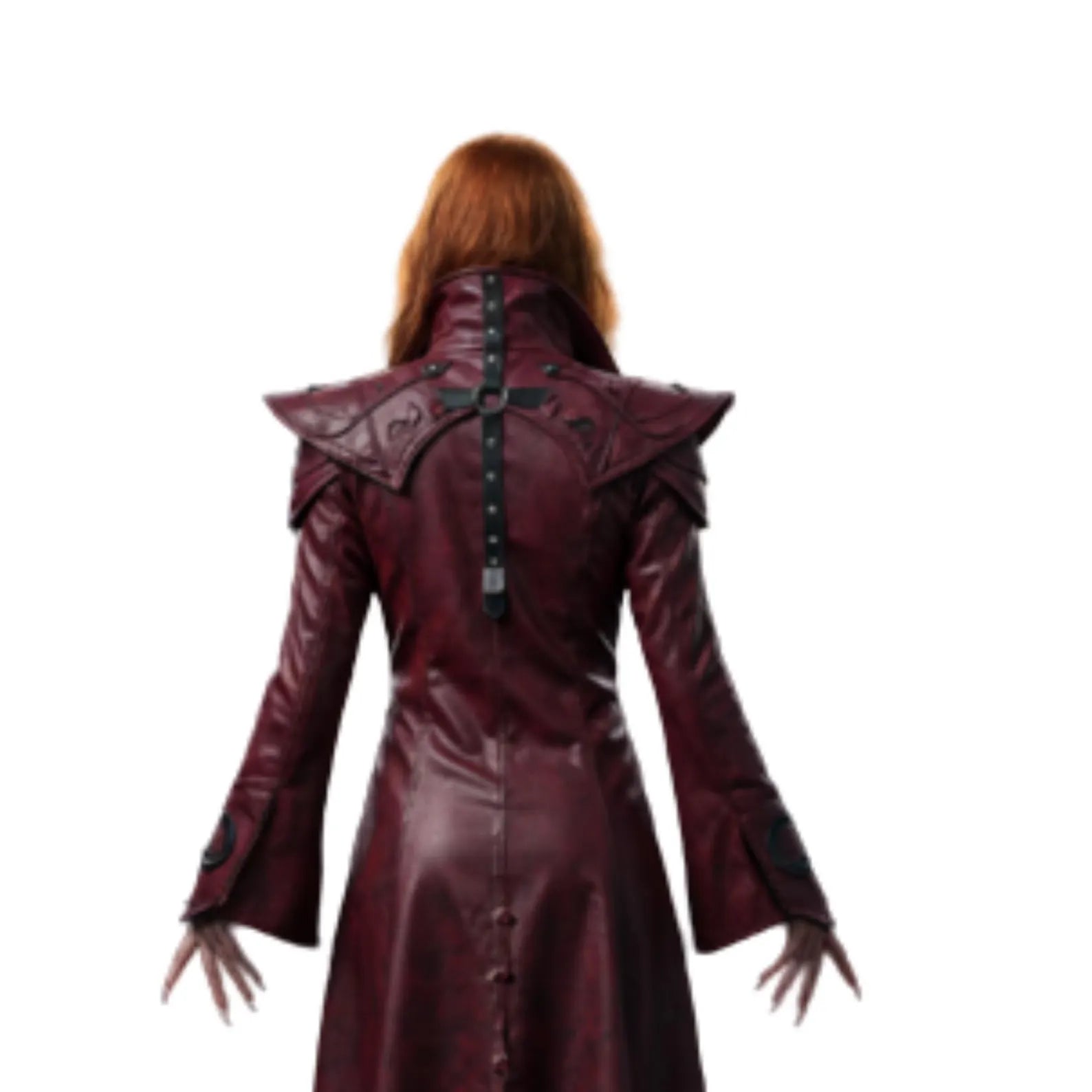 Bloodmoon Oracle – Gothic Vampire Trench Coat for LARP, Halloween, Cosplay - Dark Fantasy Witch Outerwear