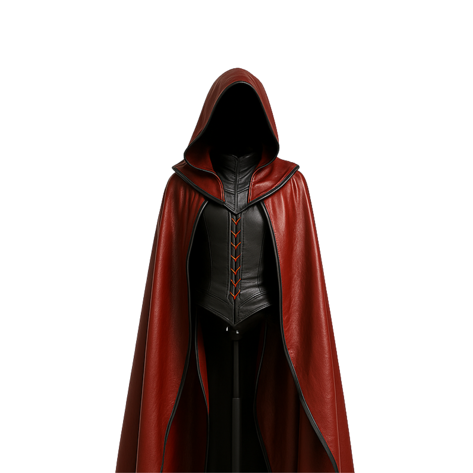 Handmade Red Leather Hooded Cloak: Gothic Vampire Costume - LARP Cosplay