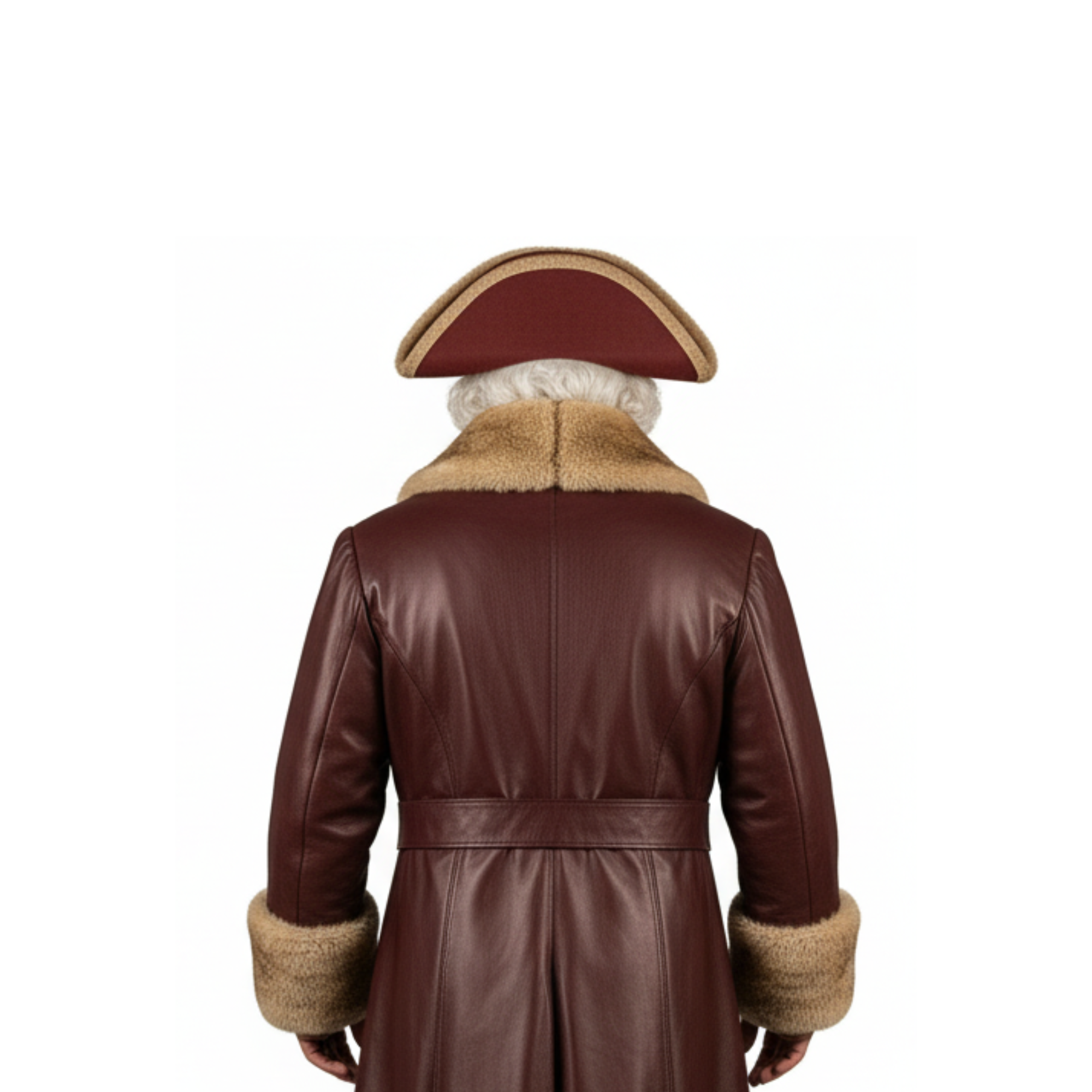 Handcrafted Brown Leather Coat and Vest Set - The Captain's Pirate Regalia - Men's Santa Claus Christmas Costume