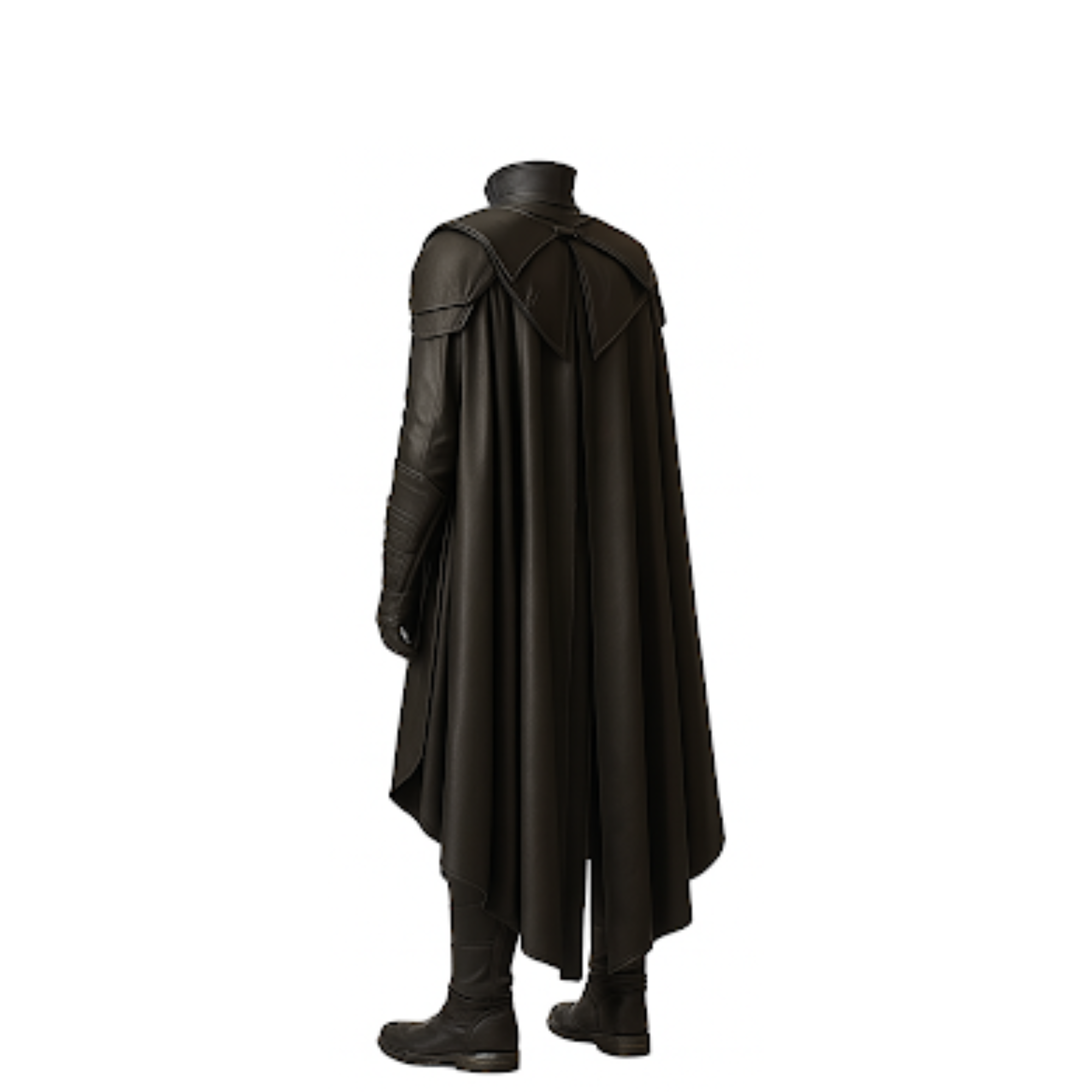 Dark Vanguard – Medieval Warrior Costume Set - Black Leather Cloak with Vest for Halloween - LARP Cosplay & Event Suit