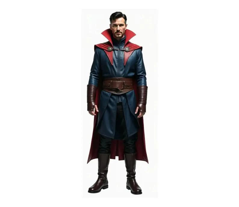 The Chrono Sage - Handmade Pure Leather Dr Strange Costume - Leather Superhero Cloak With Vest - Leather Costume For Festival - Halloween Costume