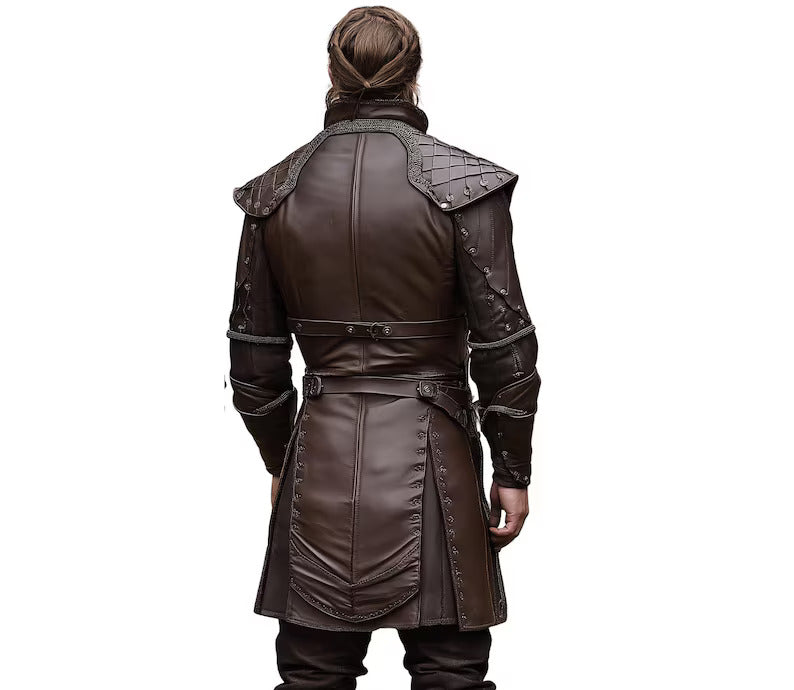 The Iron Huntsman - Handmade Brown Leather Ren Fair Jerkin - Pure Leather Medieval Renaissance Jacket - Dungeons And Dragons Cosplay Costume