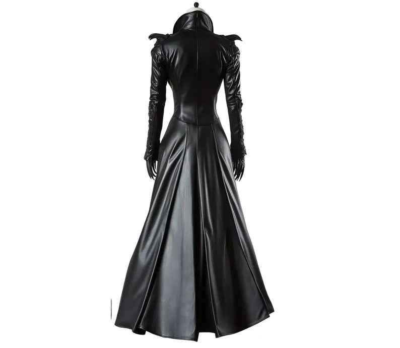 The Bloodthorn Queen - Handmade Leather Gothic Vampire Queen Dress – Fantasy Leather Bodice Long Coat - Evil Queen Cosplay -Ren Faire Outfit
