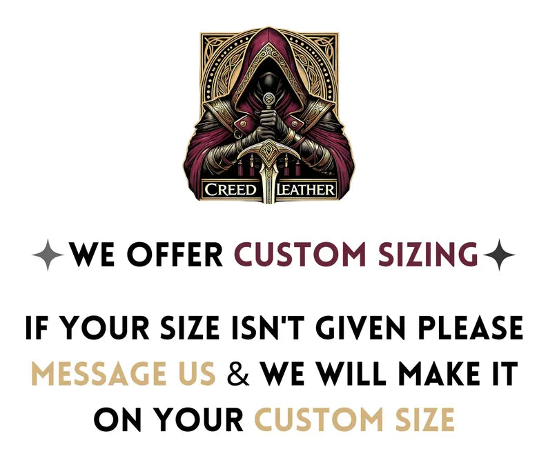 creed leather custom sizing