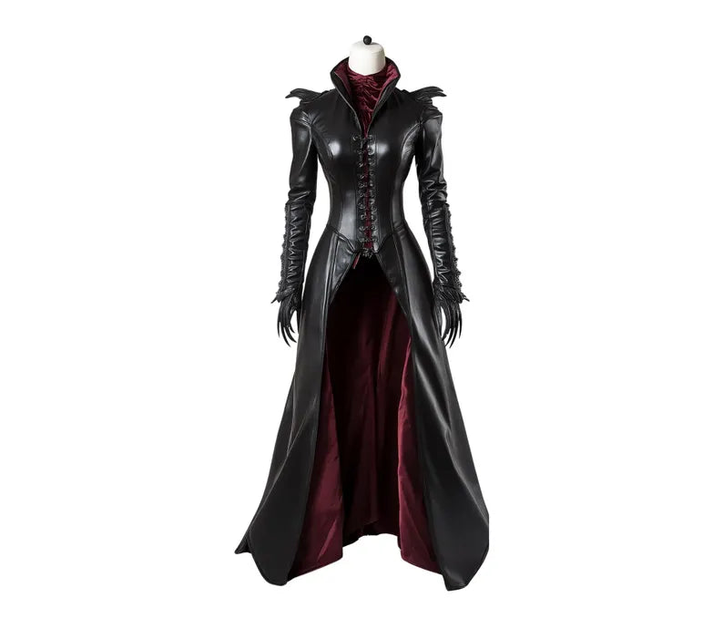 The Bloodthorn Queen - Handmade Leather Gothic Vampire Queen Dress – Fantasy Leather Bodice Long Coat - Evil Queen Cosplay -Ren Faire Outfit
