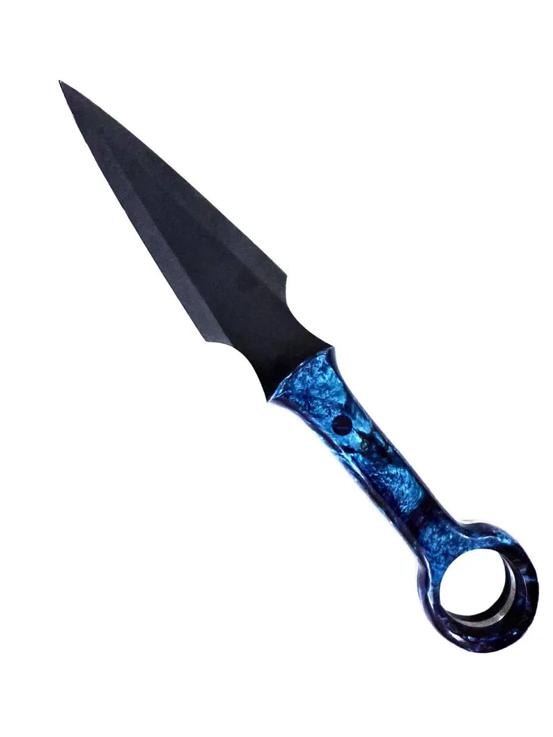 A sleek, sharp throwing knife with a pointed blade and a balanced handle designed for precision. - Creedleather