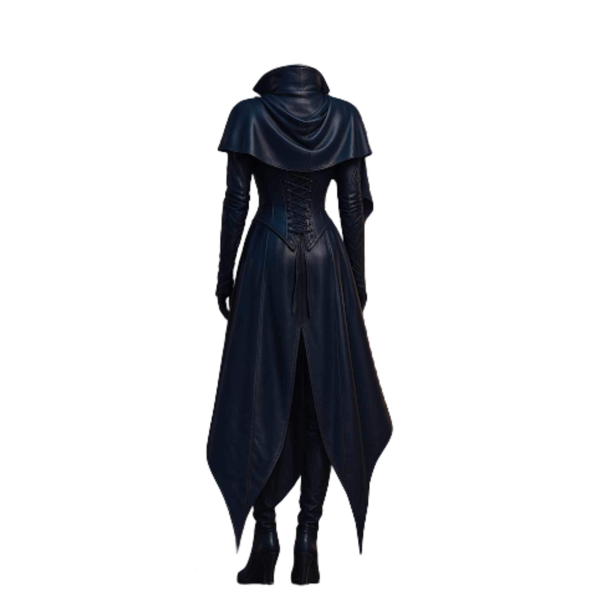 Midnight Enchantress Corset Gown – Gothic Leather Witch Costume Dress with Built-in Cape - Fantasy Cosplay for LARP, Halloween, Ren Faire