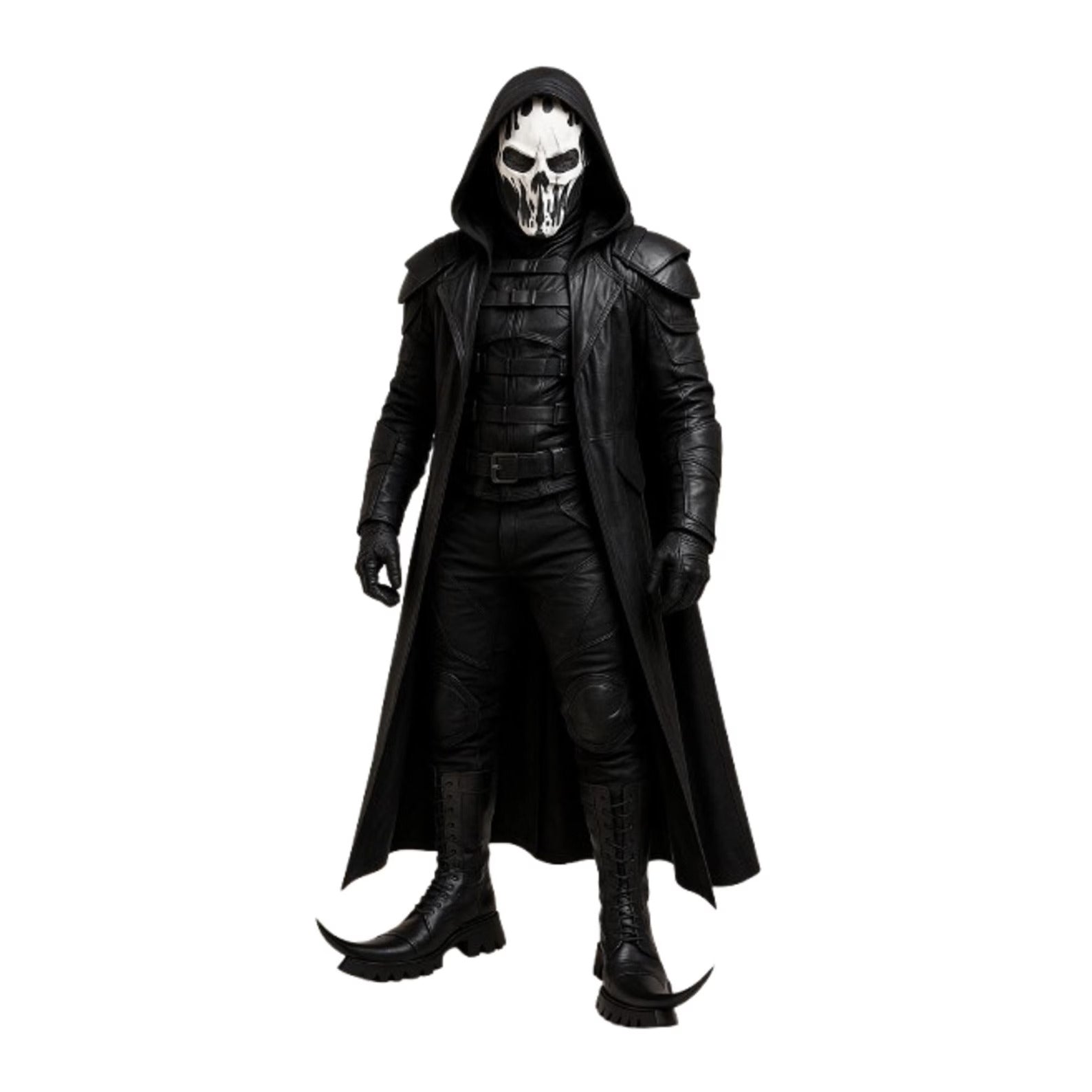 The Black Reaper – Gothic Leather Costume with Mask & Boots – Grim Reaper Cosplay Set – Few Sets Available