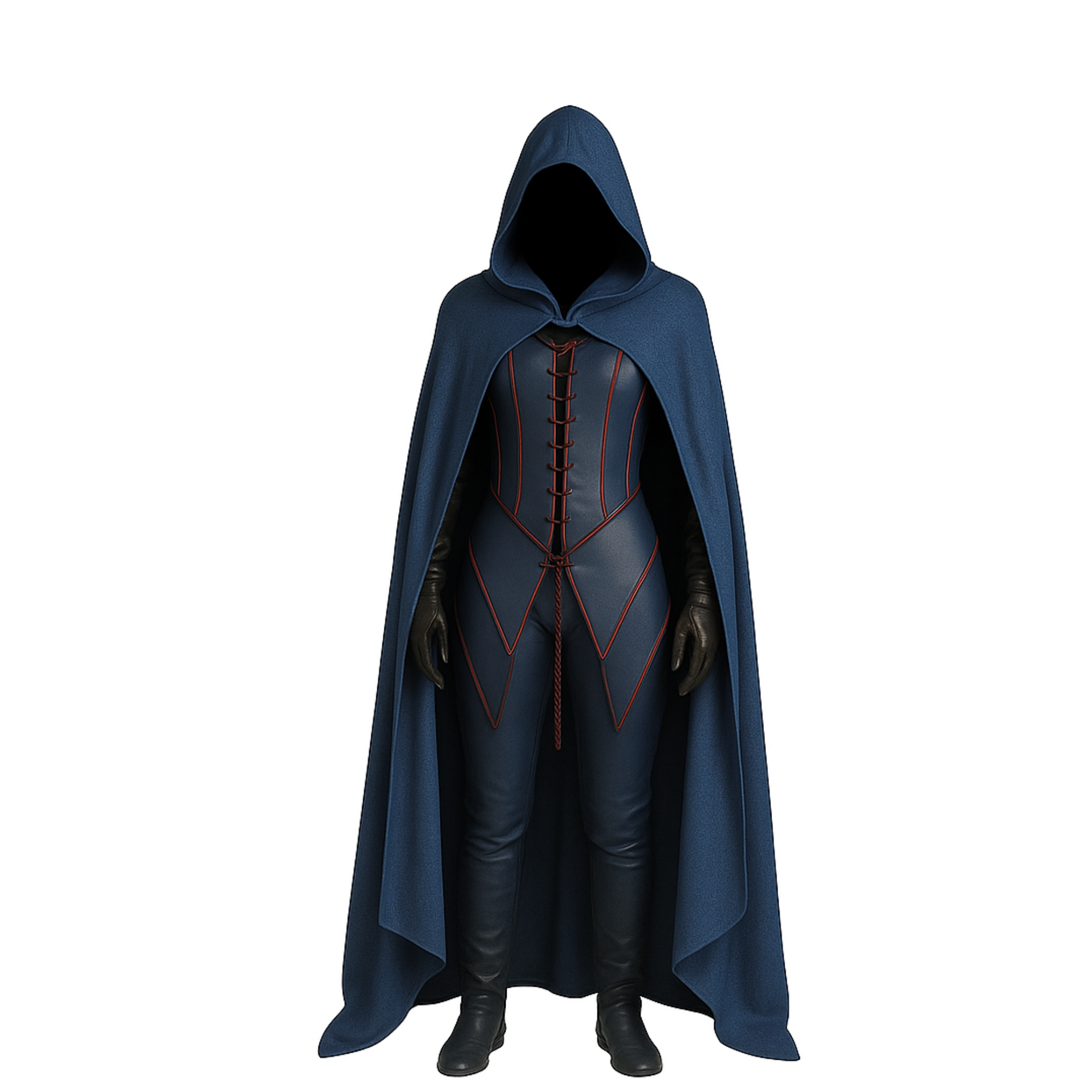 The Duskweaver – Handmade Leather Blue Hooded Cloak with Vest - Medieval Fantasy Costume for LARP, Cosplay, Renaissance Faire, Halloween
