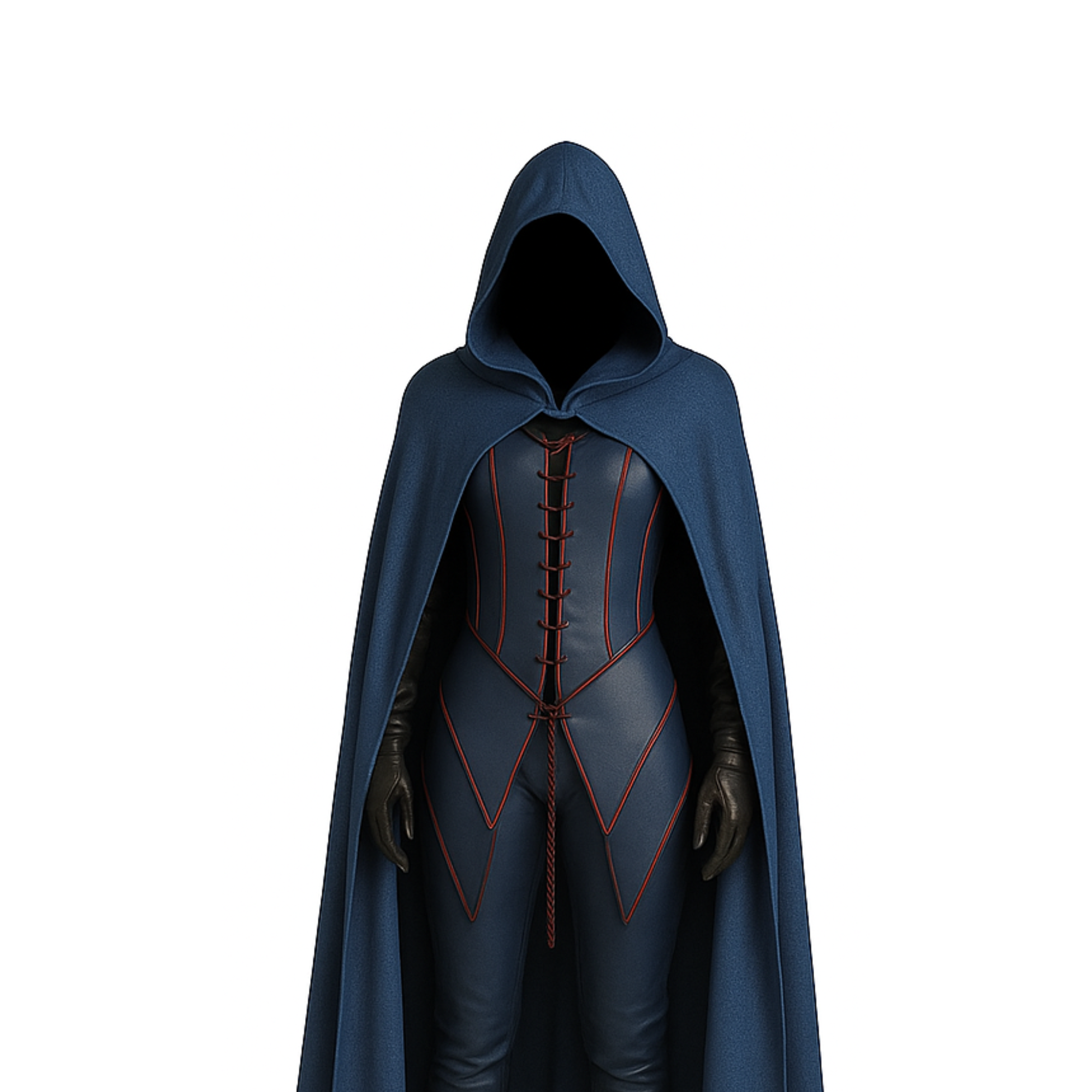 The Duskweaver – Handmade Leather Blue Hooded Cloak with Vest - Medieval Fantasy Costume for LARP, Cosplay, Renaissance Faire, Halloween