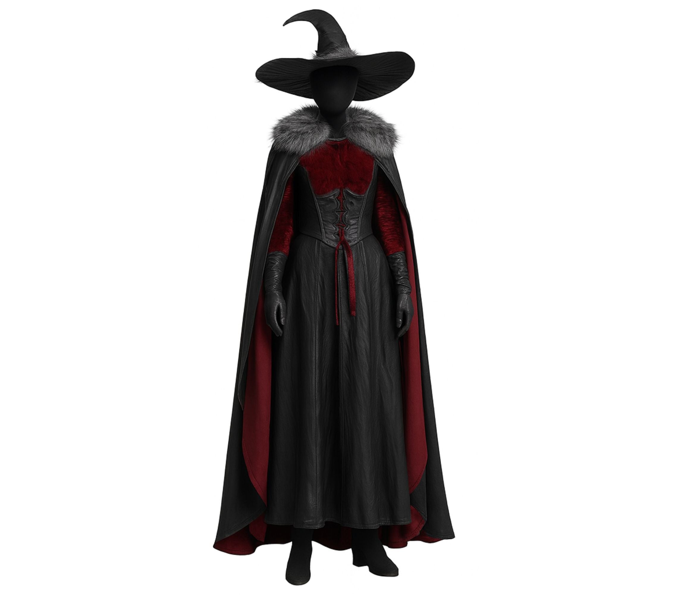 Gothic Eclipse Witch Costume – Black Cloak, Corset Dress & Hat