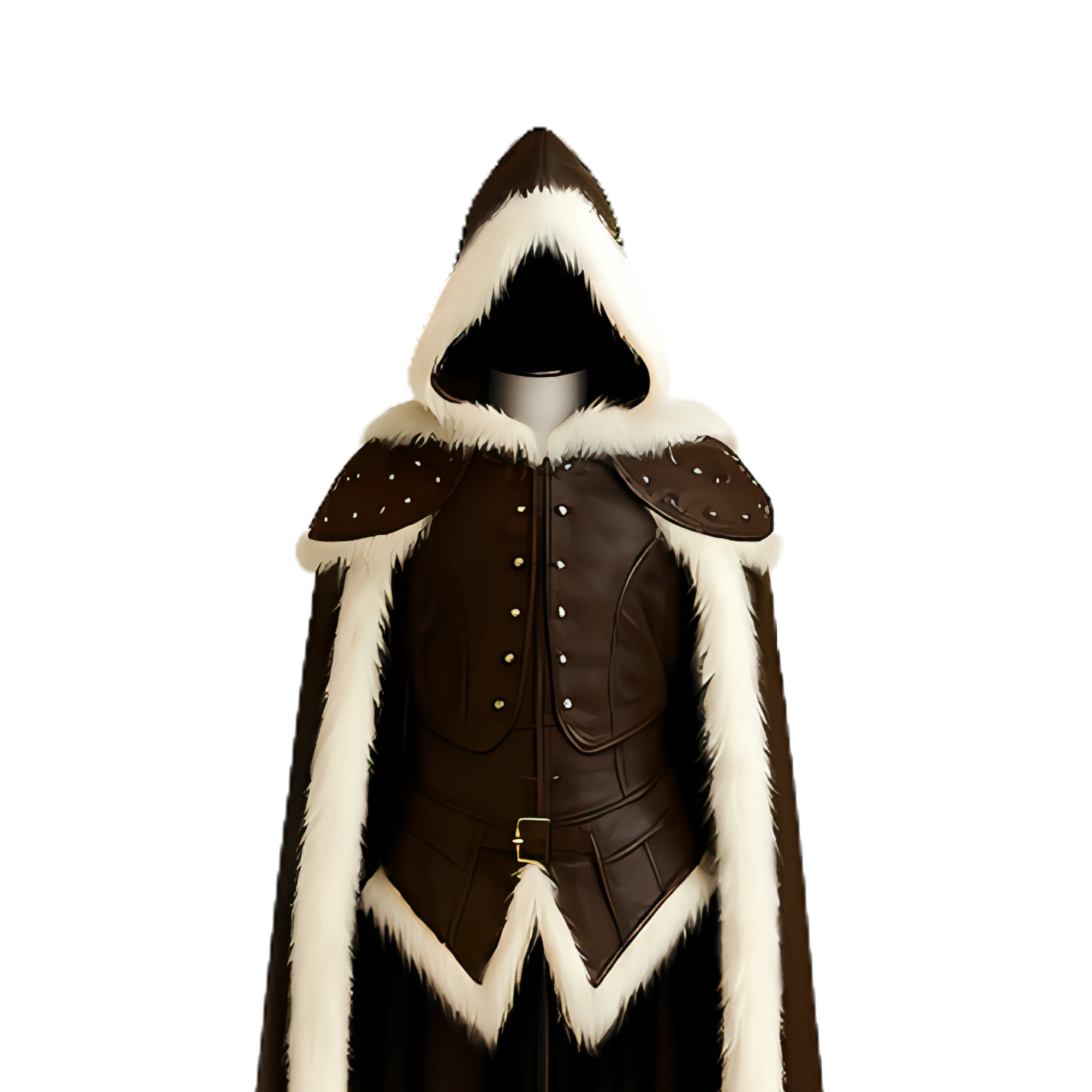 Frostborne Warden Cloak & Vest: Cowhide Leather, Fur Trim, Viking LARP Costume