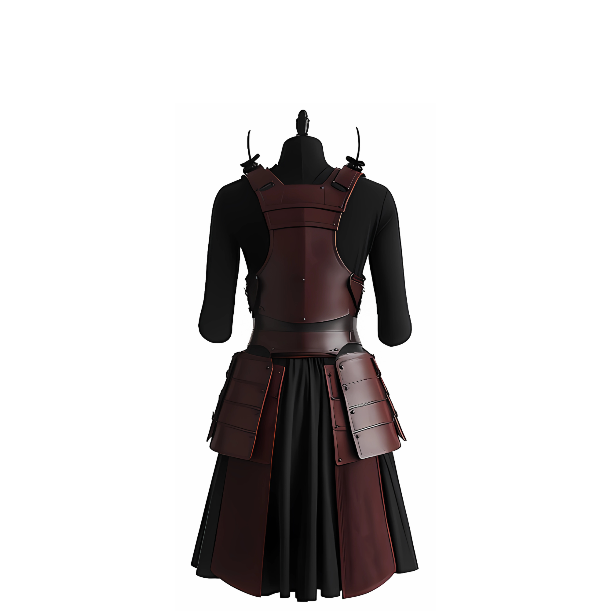 Burgundy Leather Samurai Armor Vest: Handmade Ronin Cosplay Costume