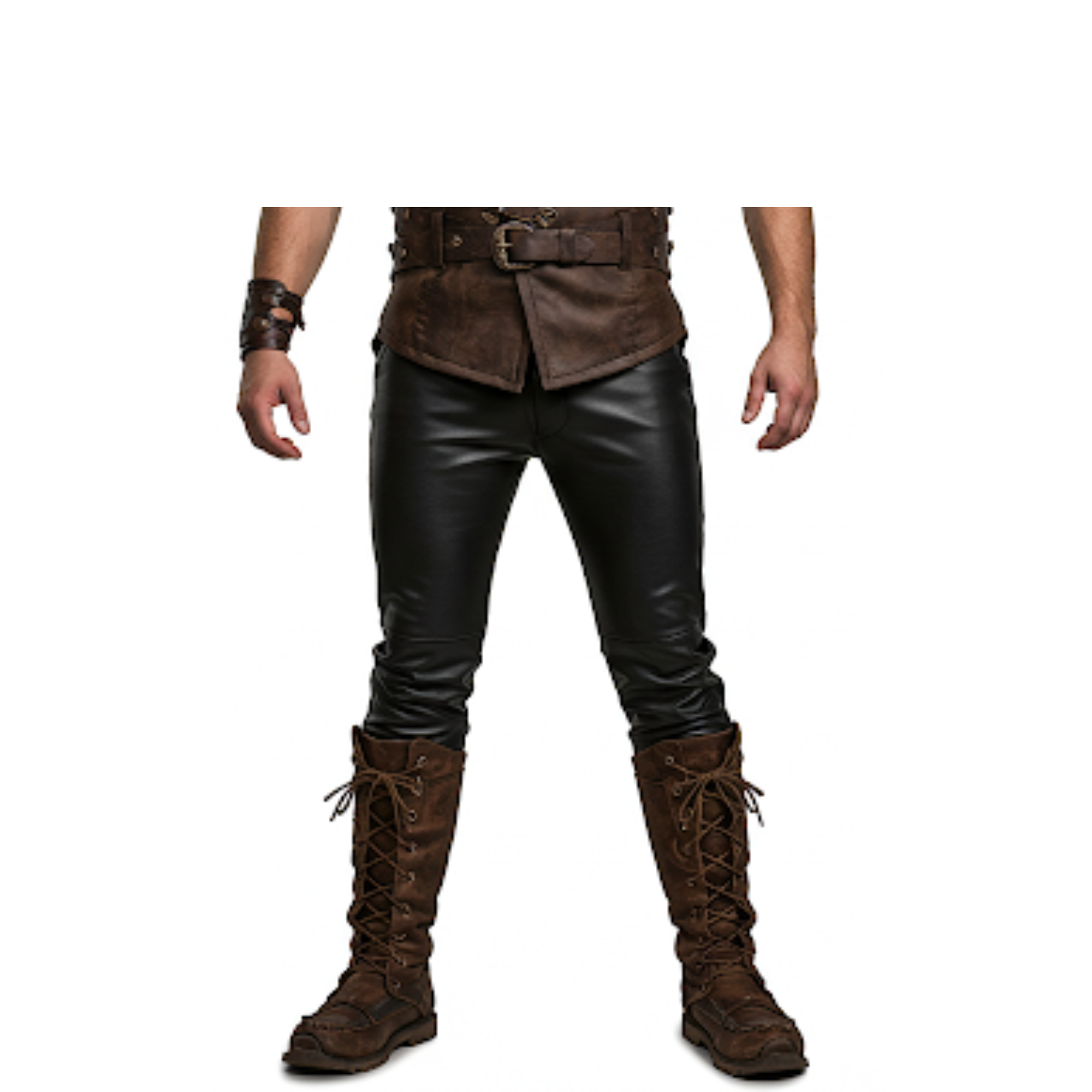 Brown Leather Viking Vest – Ironfang Alpha, Fur Collar LARP Costume