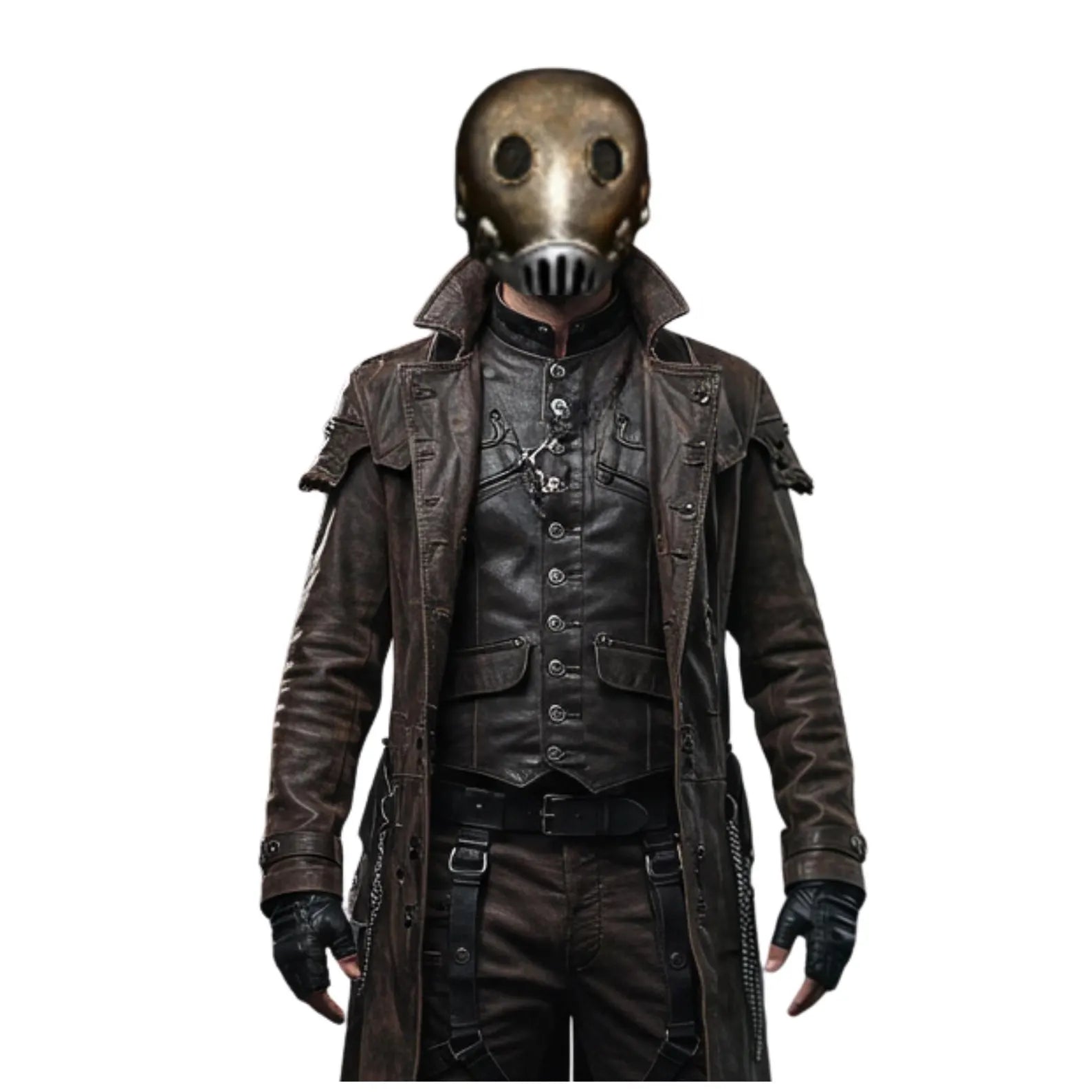 The Plague Reaper - Gothic Steampunk Costume - Post Apocalyptic Vampire Hunter Cosplay - Halloween Leather Outfit for Men