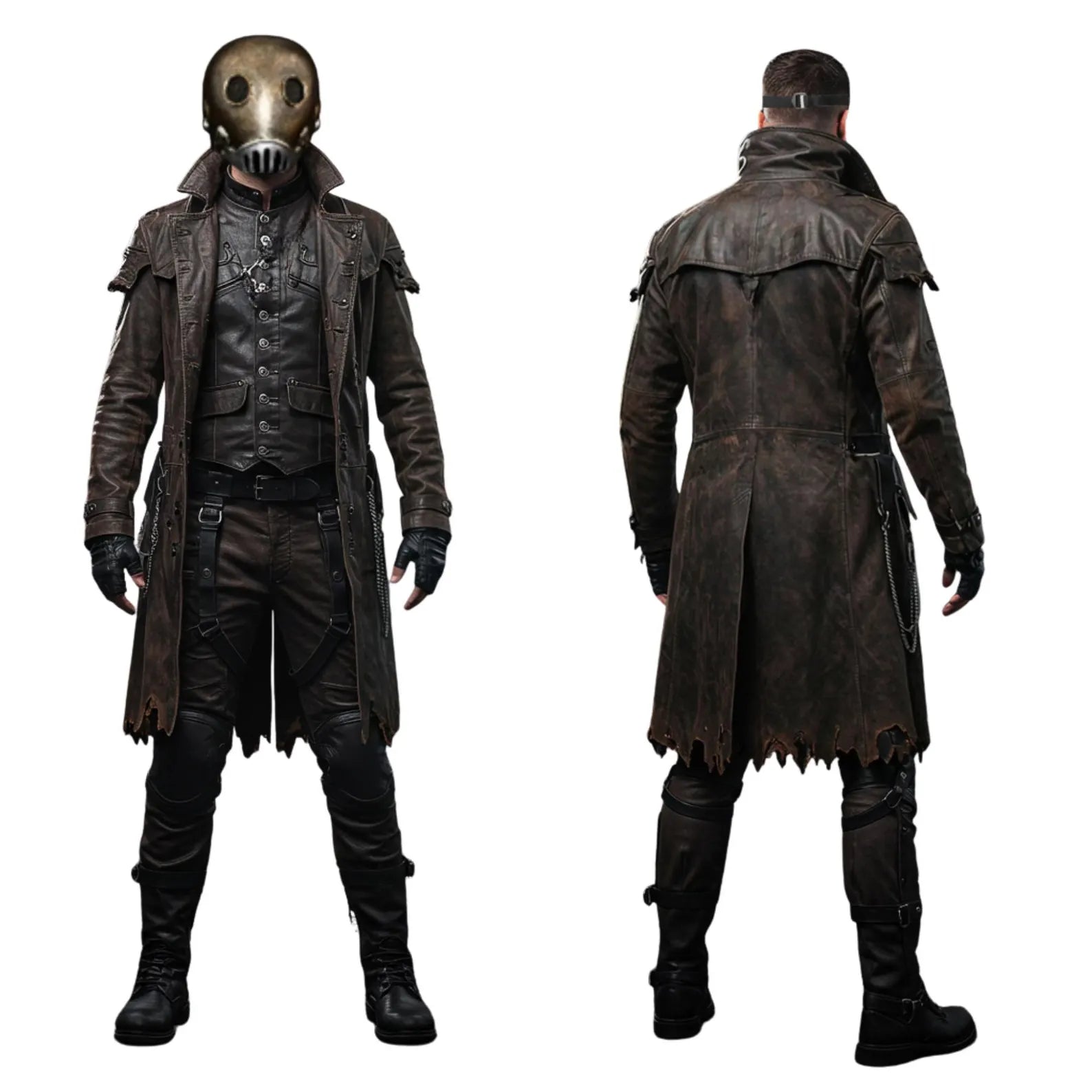 The Plague Reaper - Gothic Steampunk Costume - Post Apocalyptic Vampire Hunter Cosplay - Halloween Leather Outfit for Men
