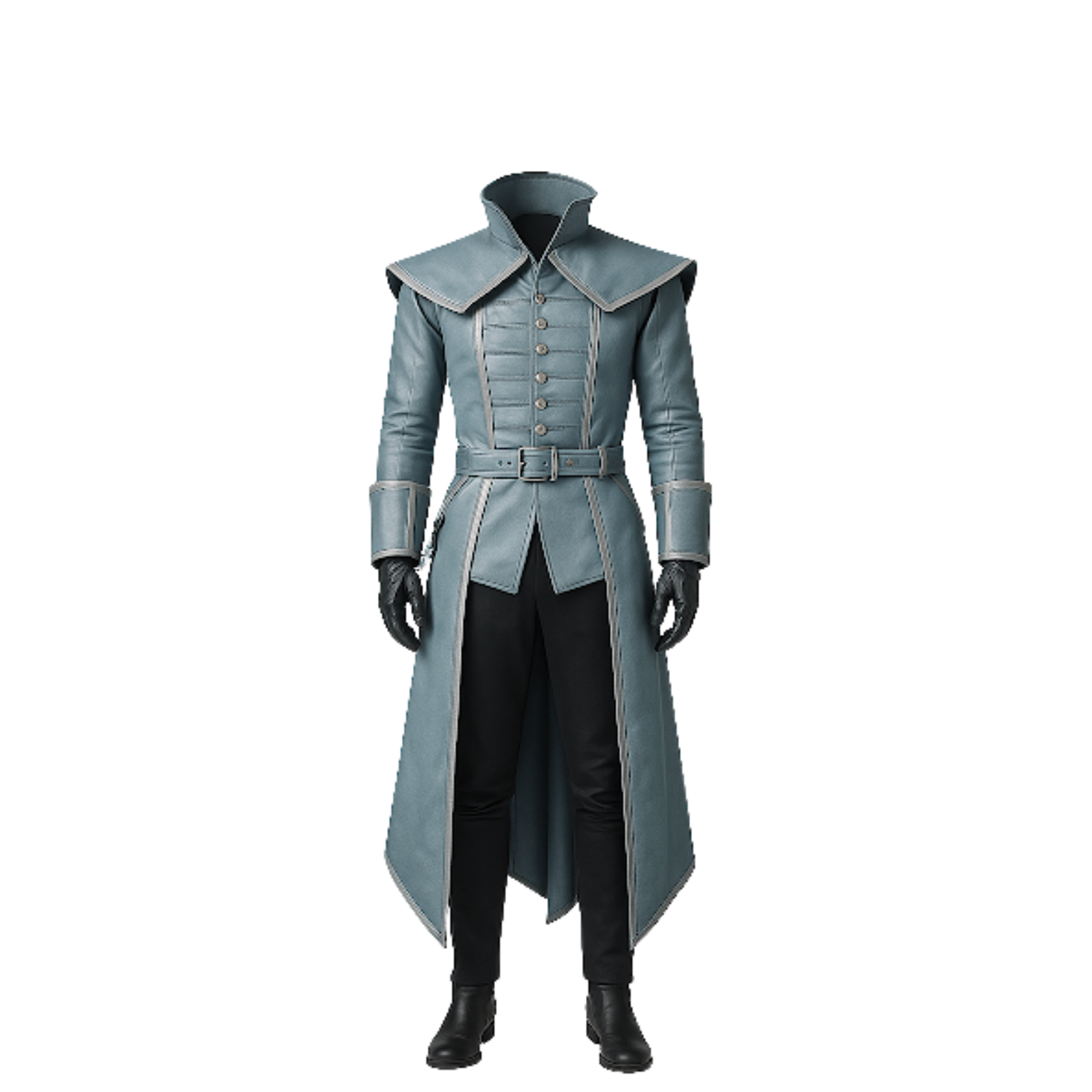 Medieval Leather Trench Coat: Gothic High Collar, LARP Cosplay