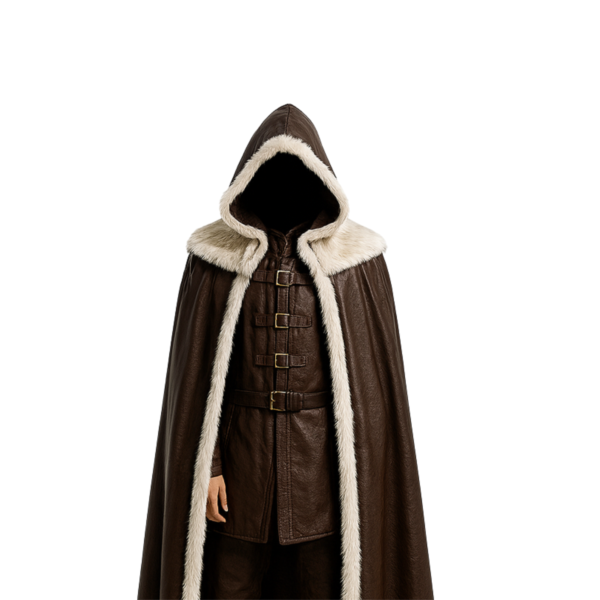 The Winter Forager – Brown Viking Cloak with Fur - Medieval Ranger Costume, Hooded Cape, Fantasy LARP & Cosplay Outfit, Renaissance Faire