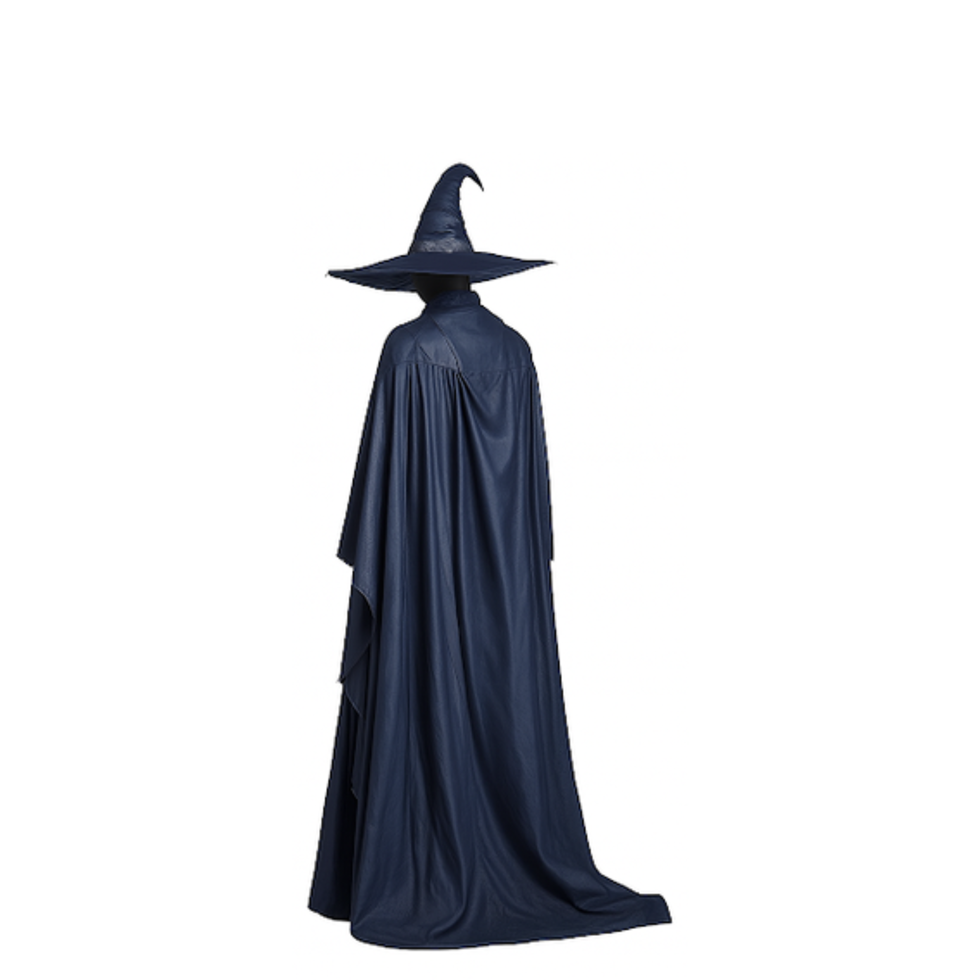 The Twilight Sorceress - Dark Blue Leather Witch Costume - Fantasy Cloak with Hat - Renaissance Faire Outfit, Halloween Enchantress Full Set