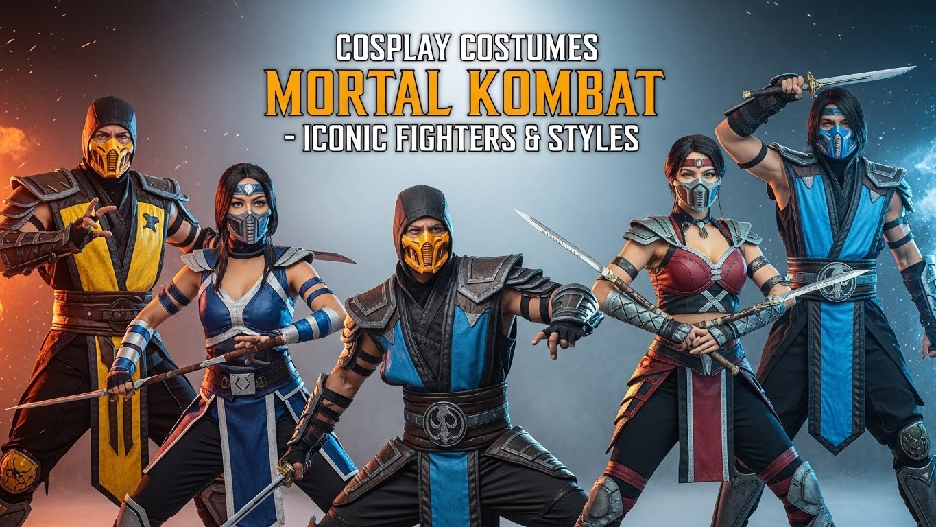 Cosplay Costumes Mortal Kombat – iconic fighters Scorpion, Kitana, Mileena, and Jade cosplay costumes. - Creed Leather