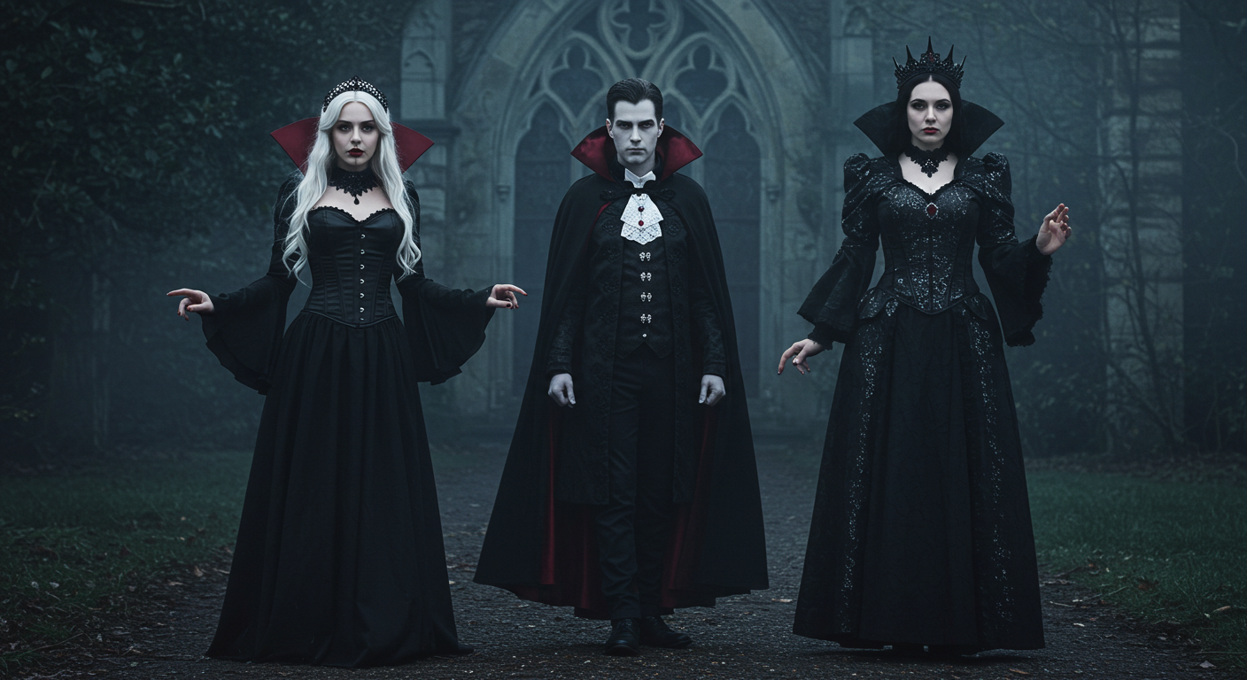 vampire costume ideas including gothic vampire cloaks, vampire knight cosplay, and unique outfits for men, women, and Halloween events. Unleash your dark side! - creed leather