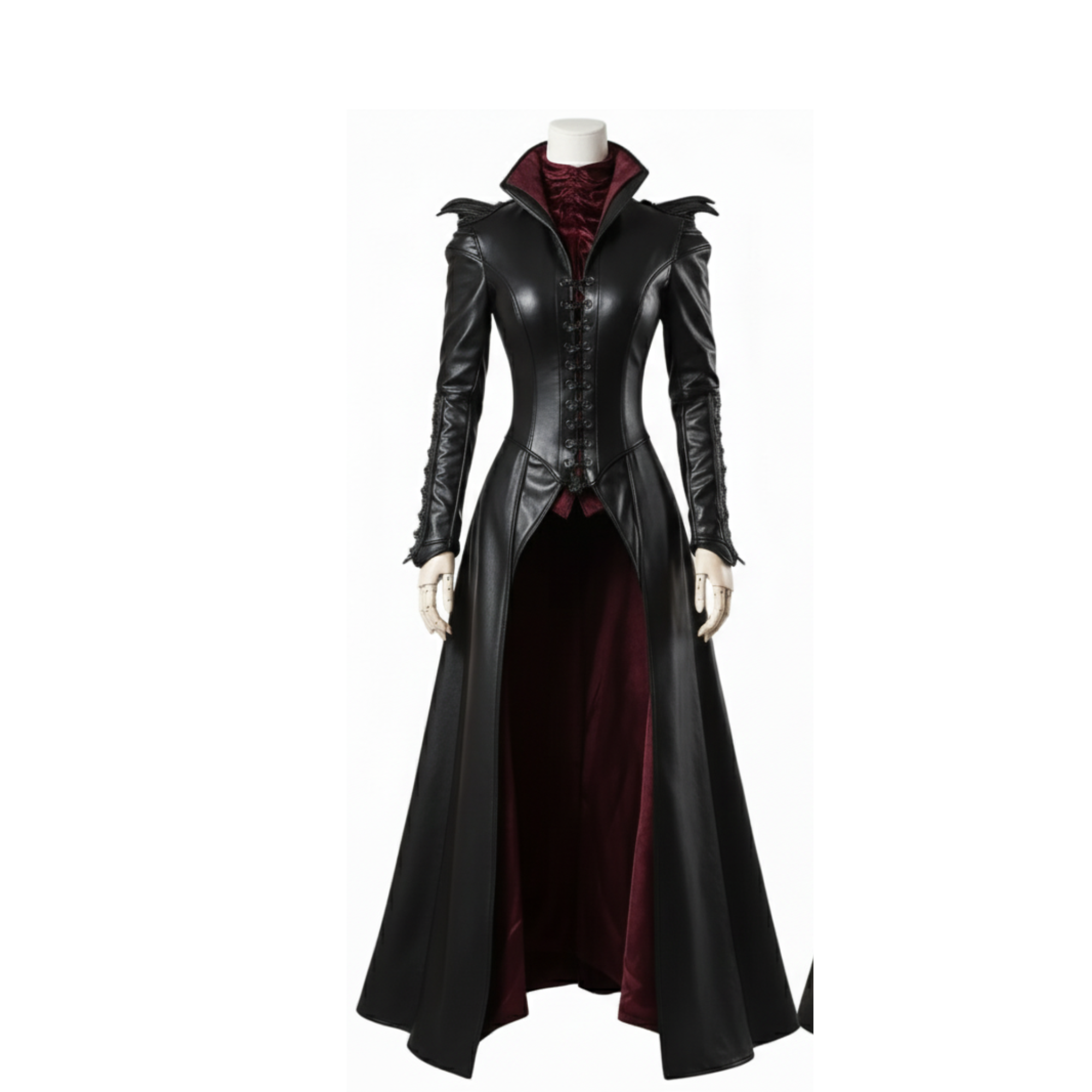 The Bloodthorn Queen - Handmade Leather Gothic Vampire Queen Dress – Fantasy Leather Bodice Long Coat - Evil Queen Cosplay -Ren Faire Outfit