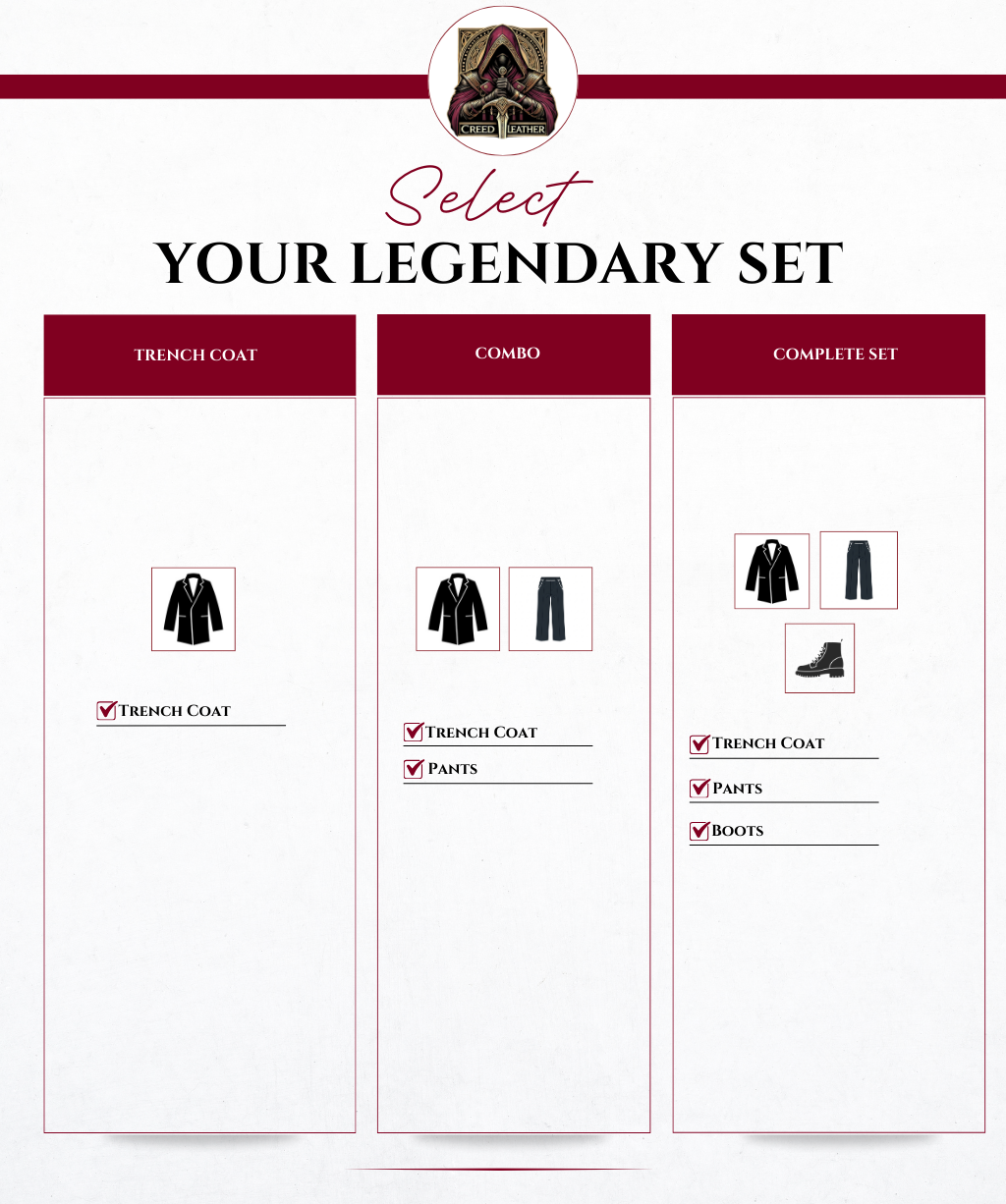 Women Leather Trench Coat and Pants Set – Double-Breasted Belted Trench Outfit – Premium Leather Set for Cosplay, Streetwear – Gift for Women