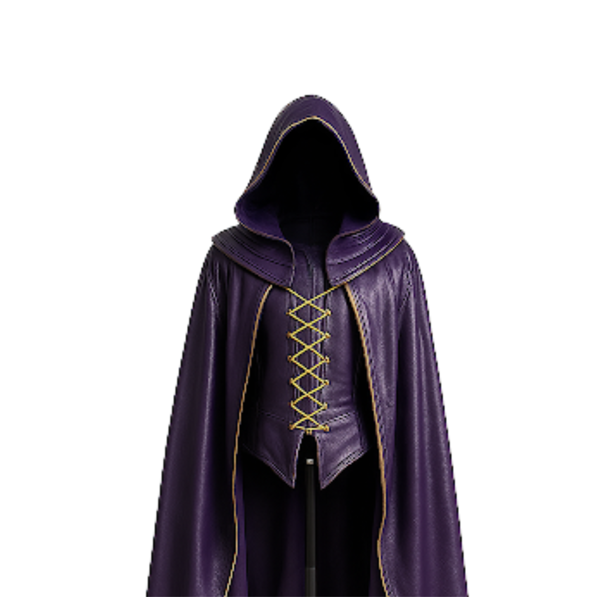 Handmade Purple Leather Hooded Cloak with Vest - LARP Cosplay Costume
