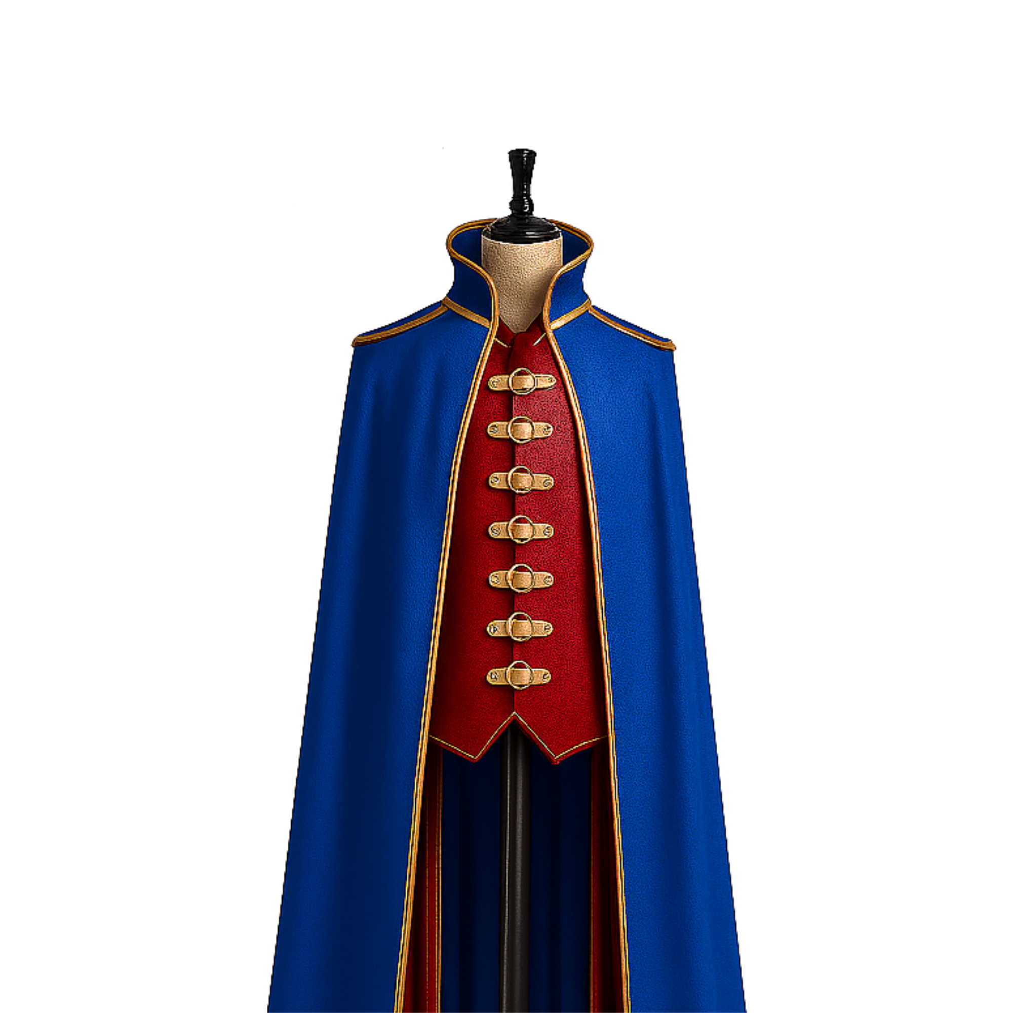 Handmade Blue & Red Leather Cloak with Vest: Medieval LARP Costume
