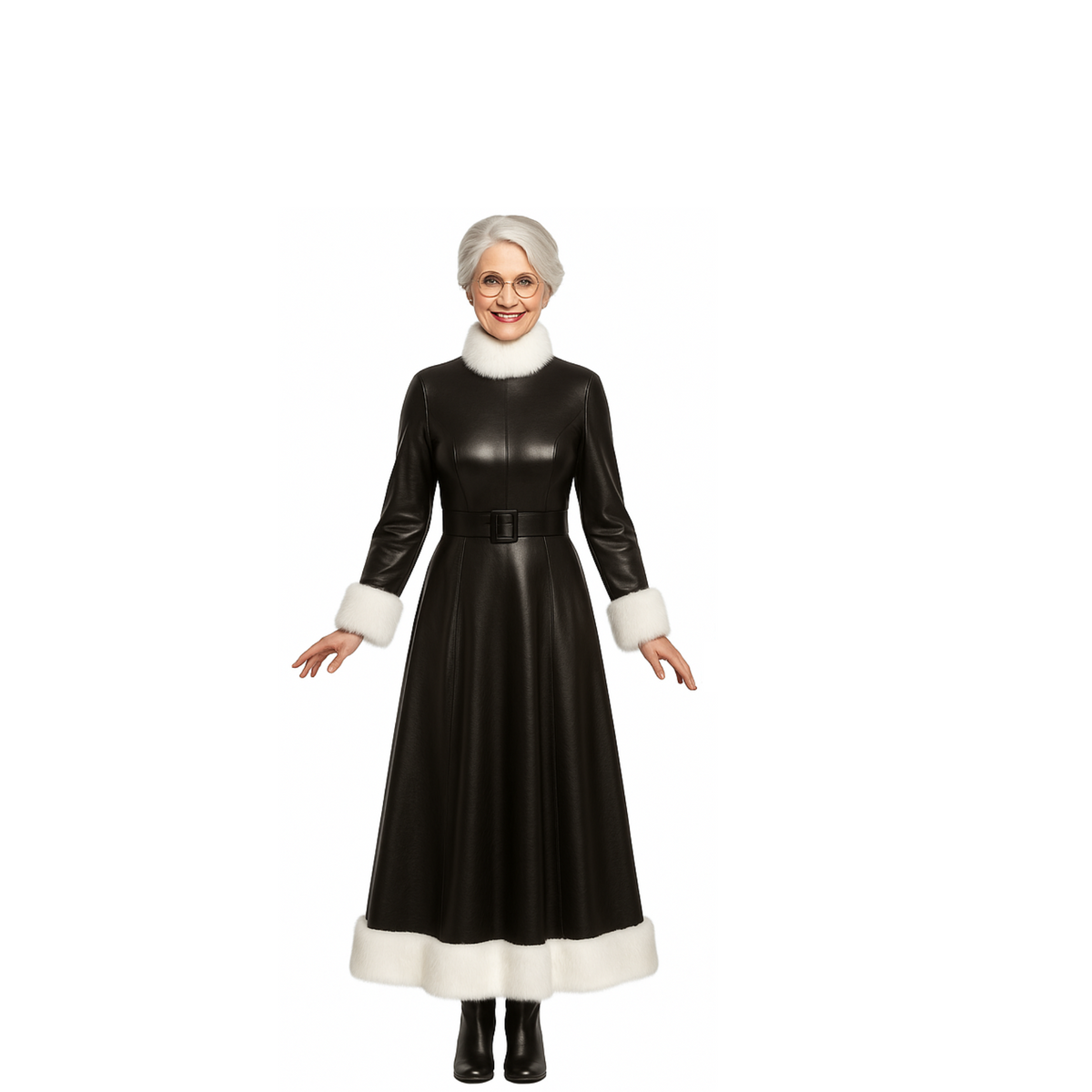 Black Leather Mrs. Claus Christmas Gown