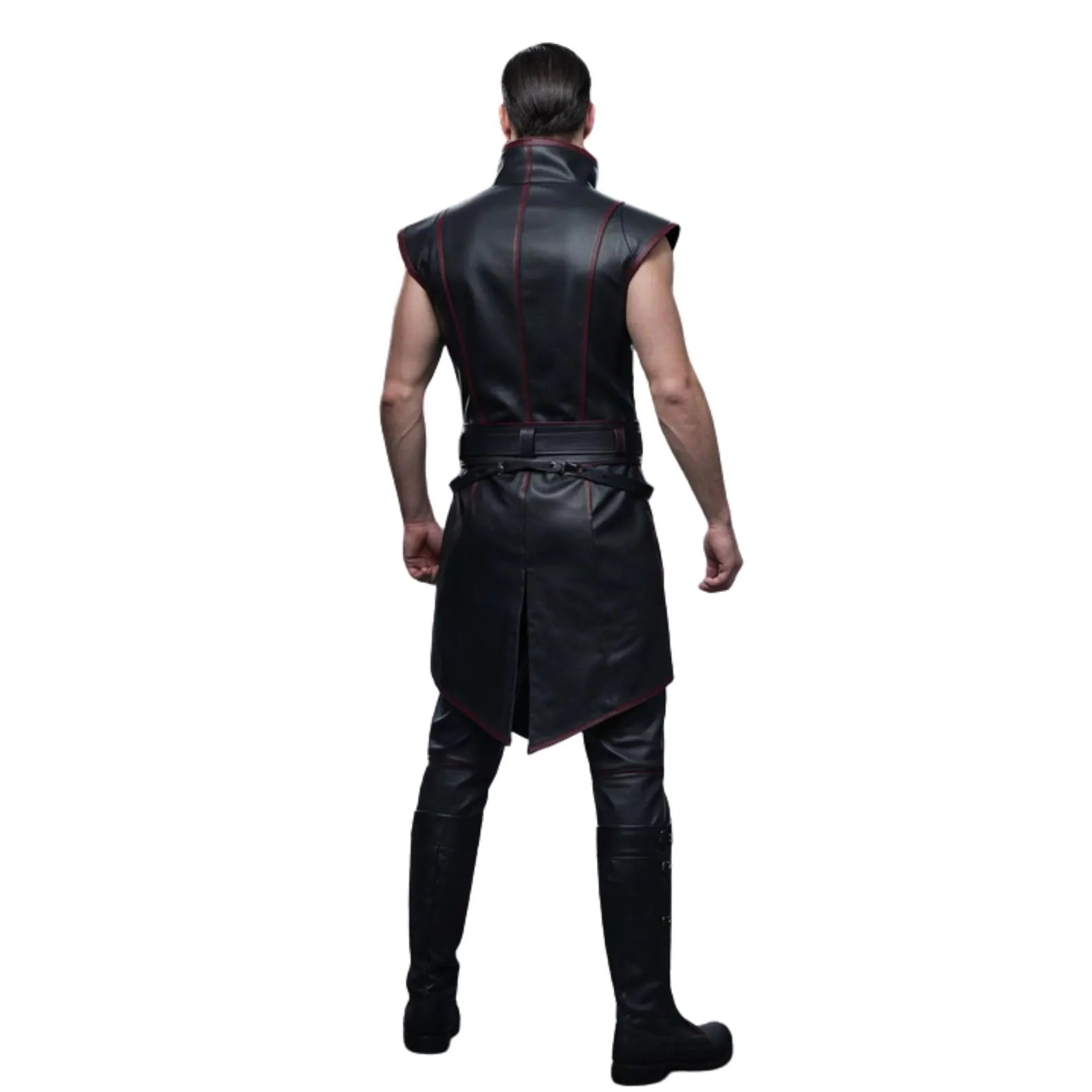Blood Moon Sentinel – Gothic Leather Warrior Vest Costume – Dark Fantasy Halloween Outfit – Grim Enforcer Cosplay Armor