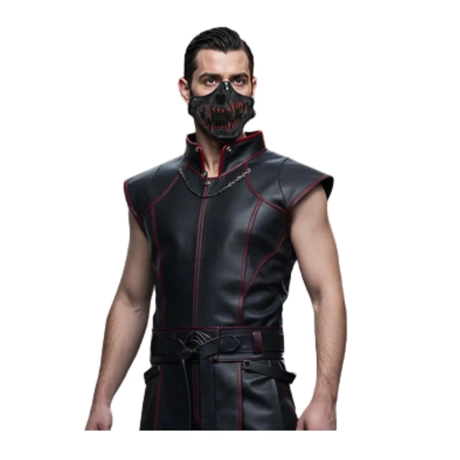 Blood Moon Sentinel – Gothic Leather Warrior Vest Costume – Dark Fantasy Halloween Outfit – Grim Enforcer Cosplay Armor