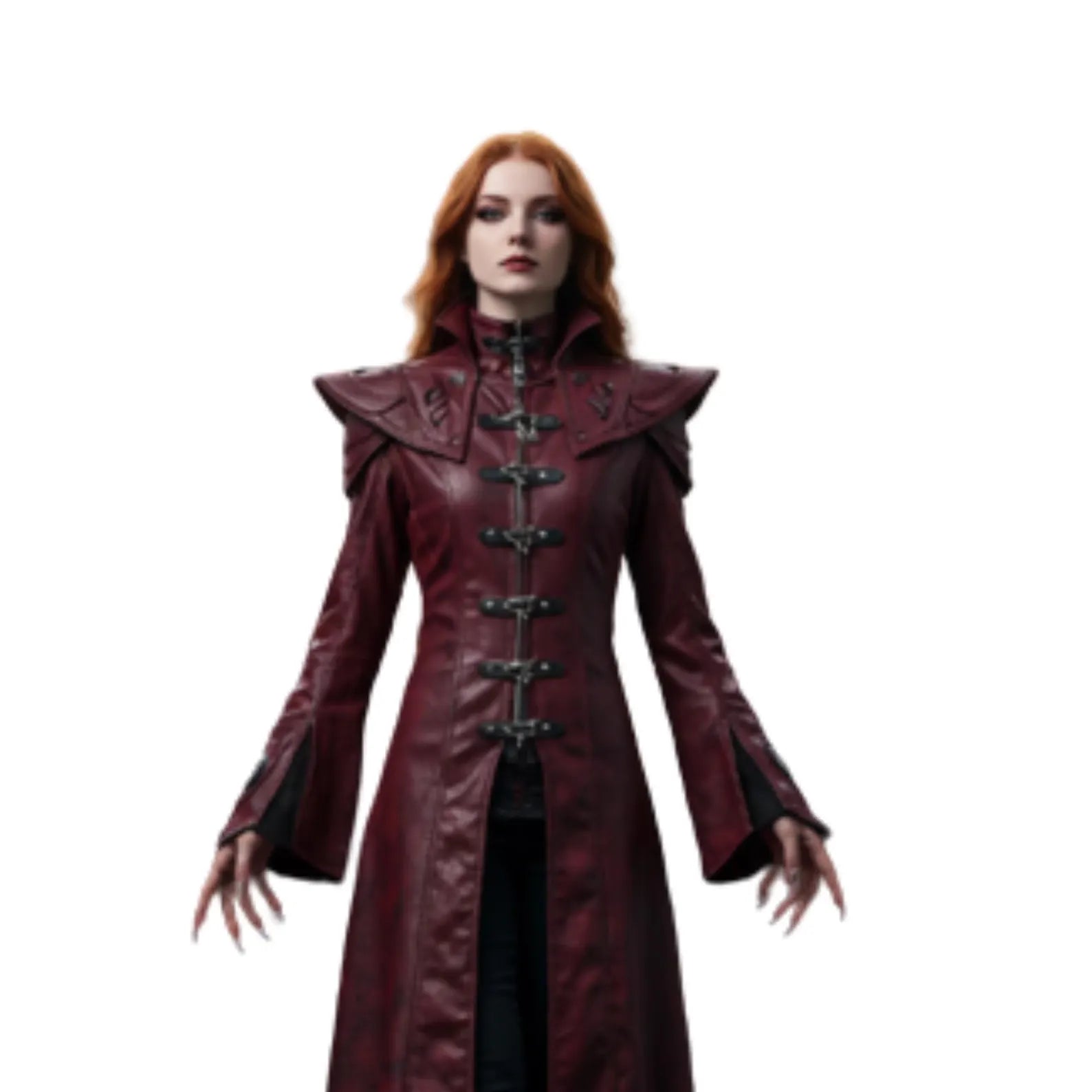 Bloodmoon Oracle – Gothic Vampire Trench Coat for LARP, Halloween, Cosplay - Dark Fantasy Witch Outerwear