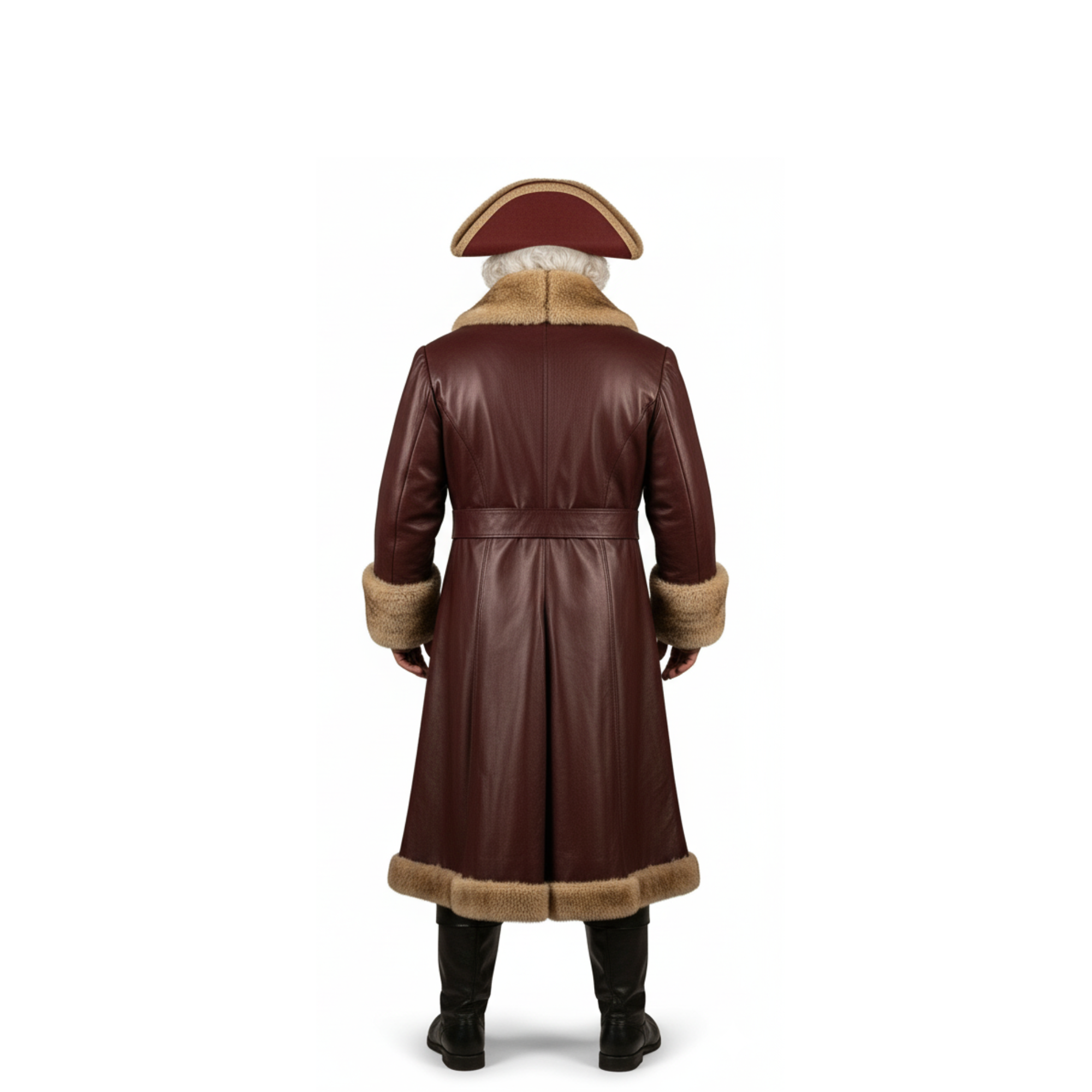 Handcrafted Brown Leather Coat and Vest Set - The Captain's Pirate Regalia - Men's Santa Claus Christmas Costume