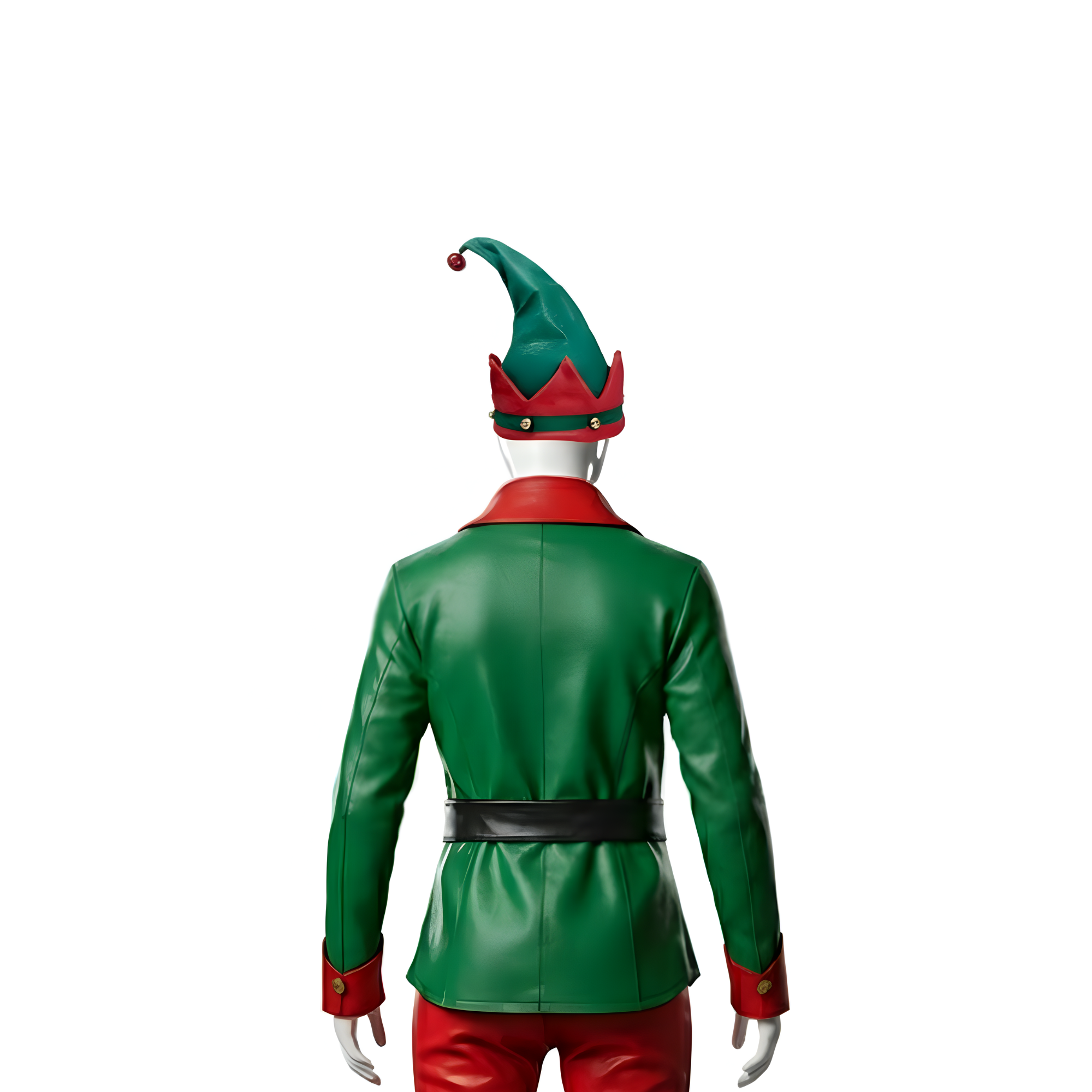 Deluxe Leather Christmas Elf Costume – Green & Red Holiday Outfit