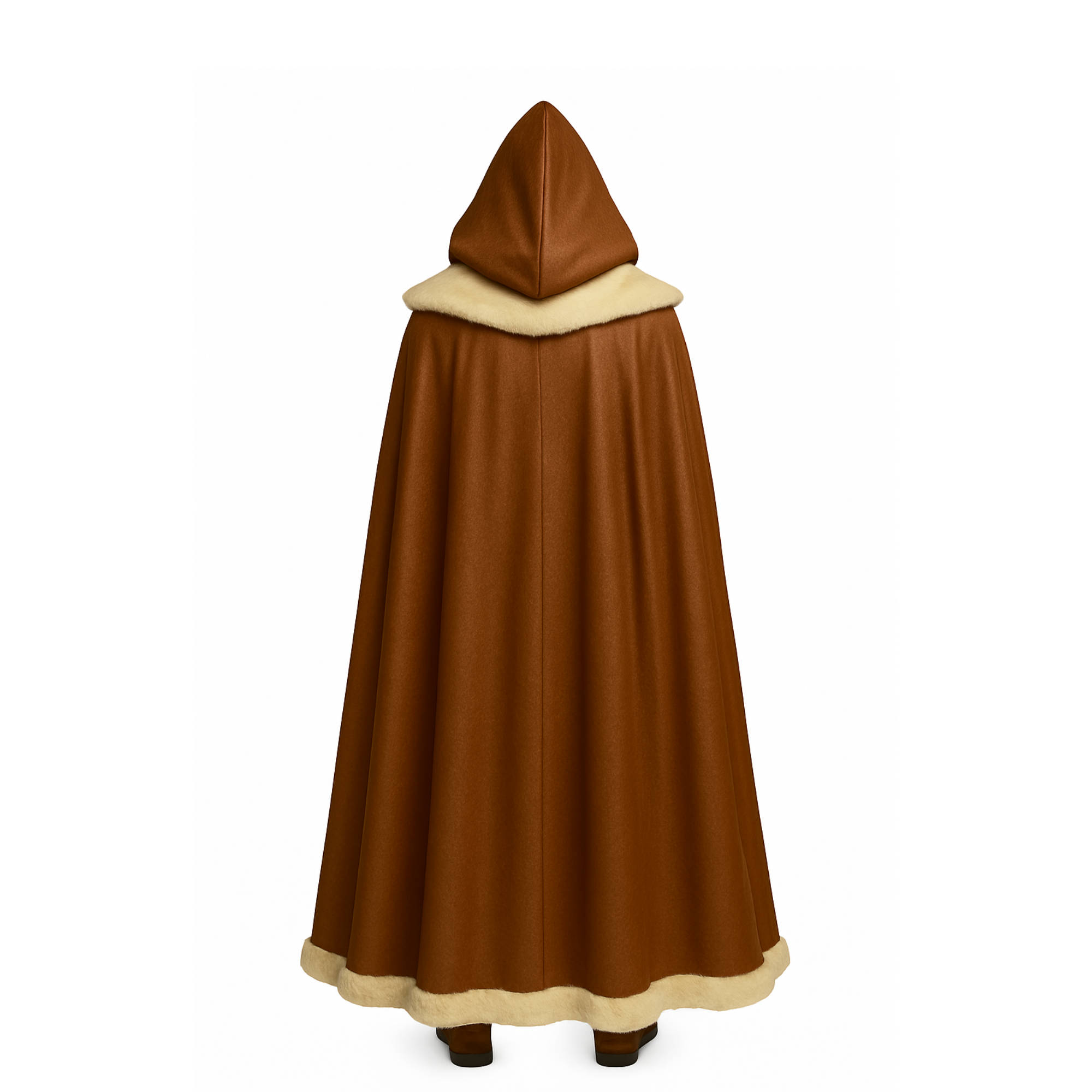 Frostland Tracker Fur Cloak Costume Set - Brown Medieval Hooded Cloak - Leather Medieval Cloak with Vest For Cosplay - LARP & Cosplay Outfit