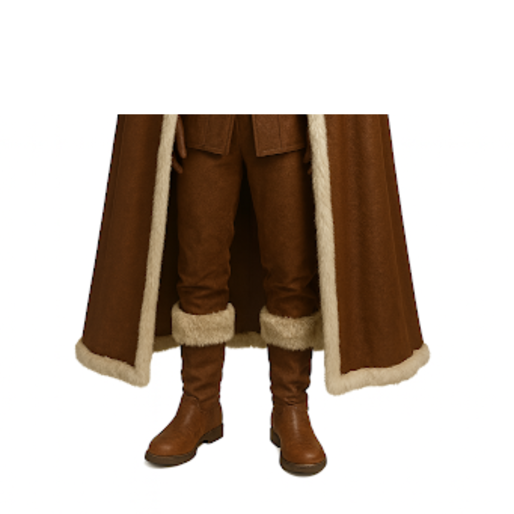 Frostland Tracker Fur Cloak Costume Set - Brown Medieval Hooded Cloak - Leather Medieval Cloak with Vest For Cosplay - LARP & Cosplay Outfit