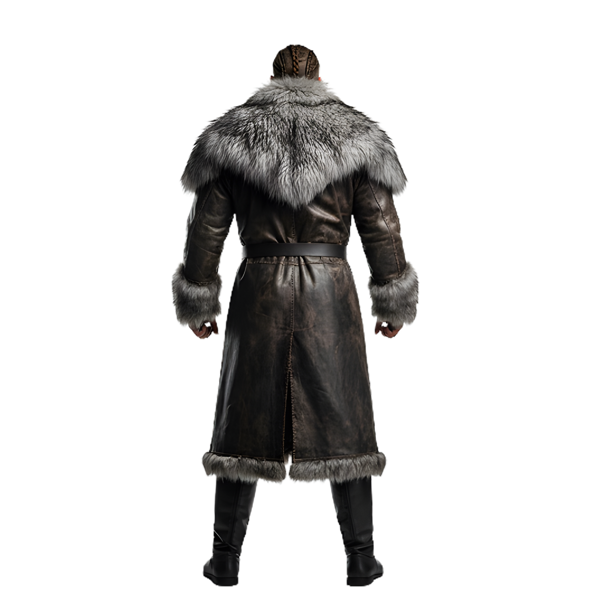Handmade Viking Leather Fur Coat - Long Leather Men Coat for LARP - Renaissance Fair Cosplay Costume - Gift for Him