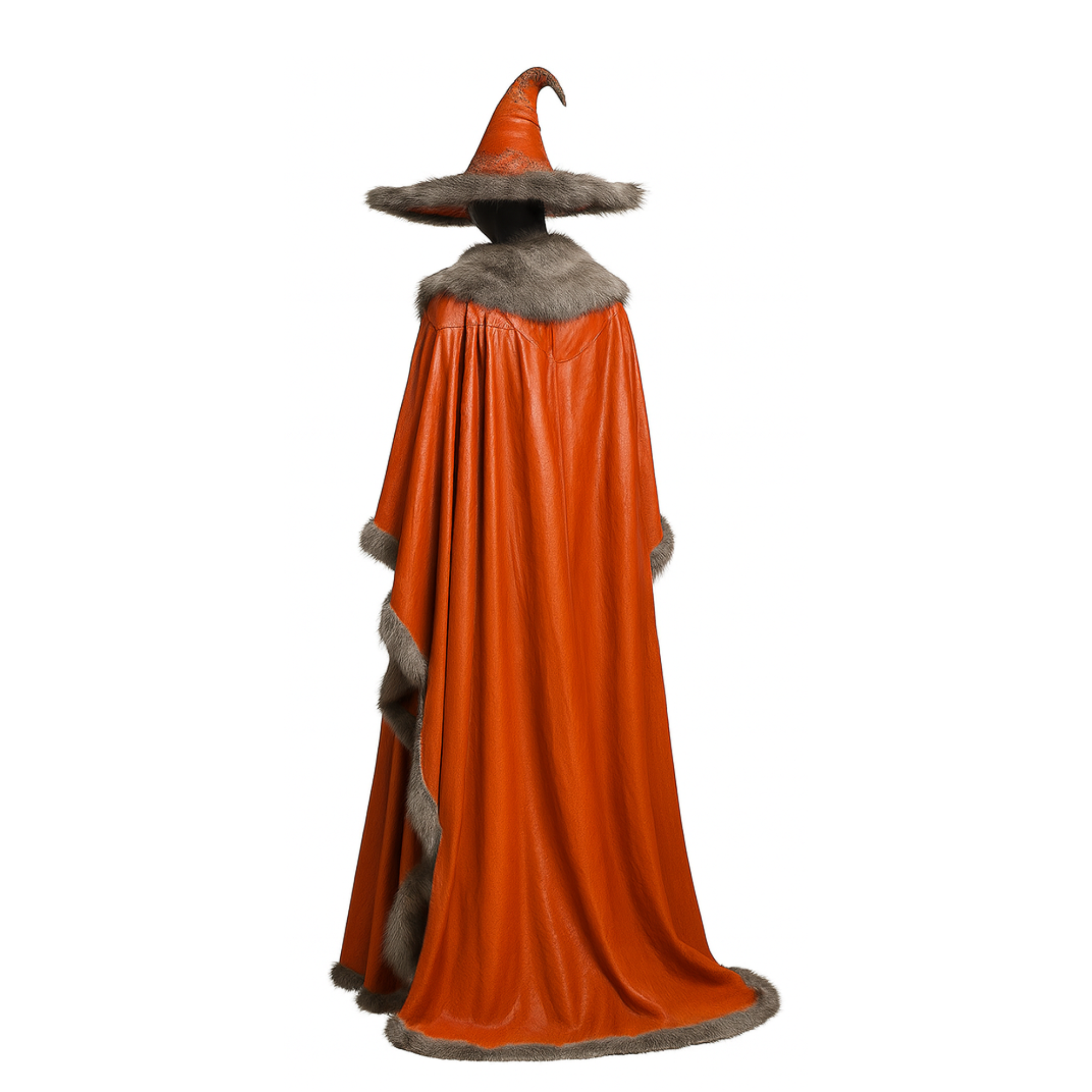 Harvest Witch Costume – Leather-Look Cloak & Hat, Gothic Halloween Outfit