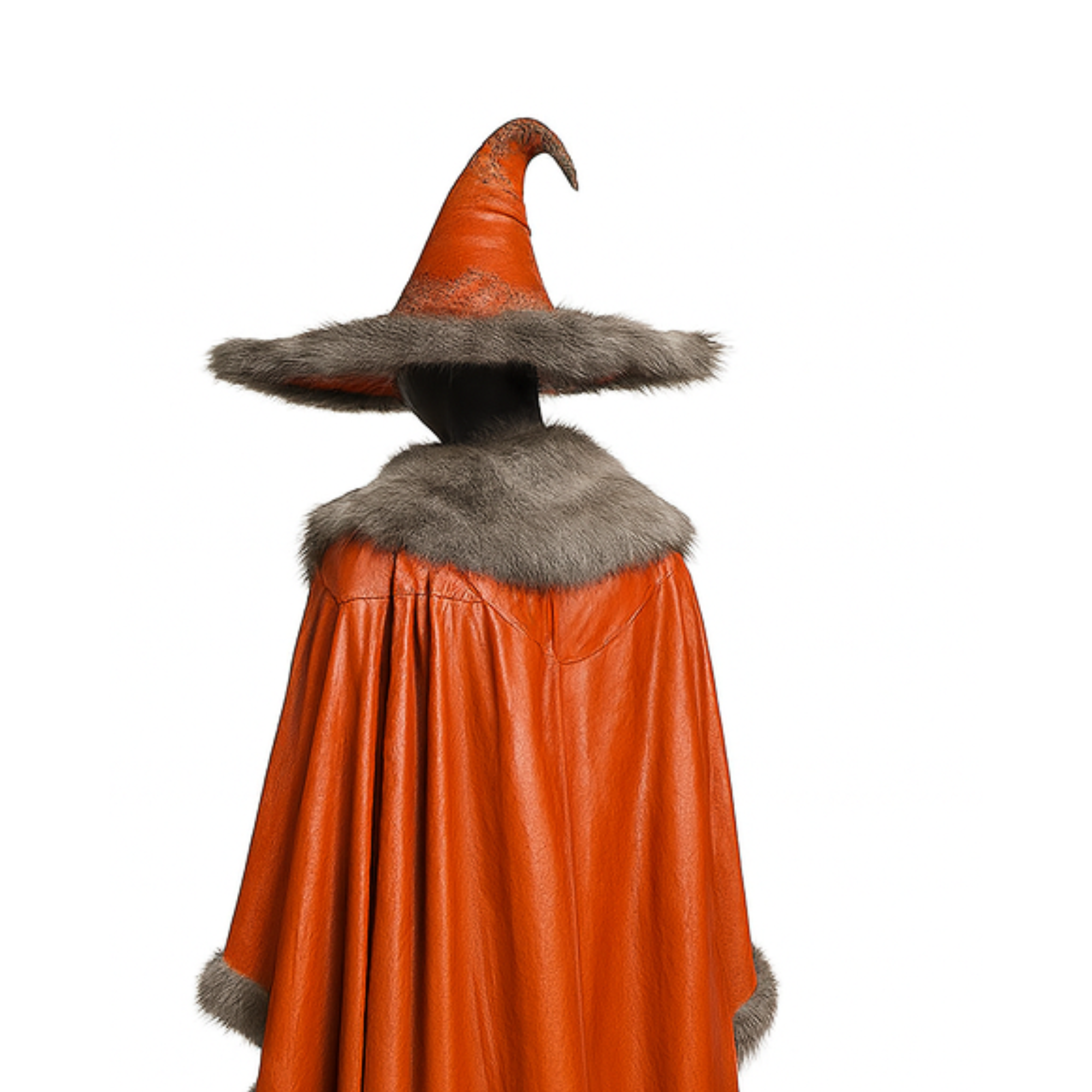 Harvest Witch Costume – Leather-Look Cloak & Hat, Gothic Halloween Outfit