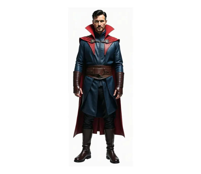 The Chrono Sage - Handmade Pure Leather Dr Strange Costume - Leather Superhero Cloak With Vest - Leather Costume For Festival - Halloween Costume