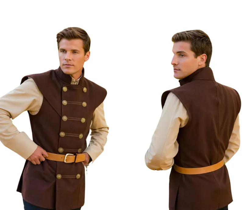 The Rogue Captain - Handmade Brown Suede Leather Jerkin - Pure Leather Medieval Renaissance Jacket - Dungeons And Dragons Cosplay Costume