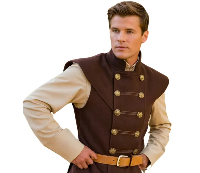 The Rogue Captain - Handmade Brown Suede Leather Jerkin - Pure Leather Medieval Renaissance Jacket - Dungeons And Dragons Cosplay Costume