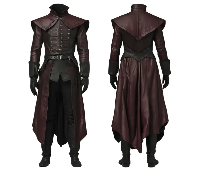 The Phantom Lord - Handmade Nobleman Inspired Ren Faire Medieval Coat - Pure Leather Steampunk Coat For Cosplay - Leather Medieval Cosplay