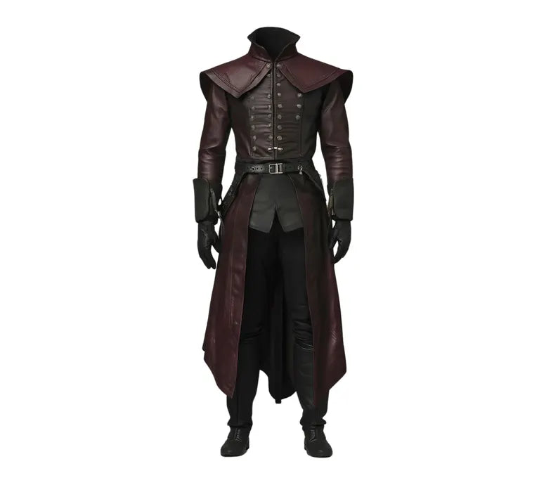 The Phantom Lord - Handmade Nobleman Inspired Ren Faire Medieval Coat - Pure Leather Steampunk Coat For Cosplay - Leather Medieval Cosplay